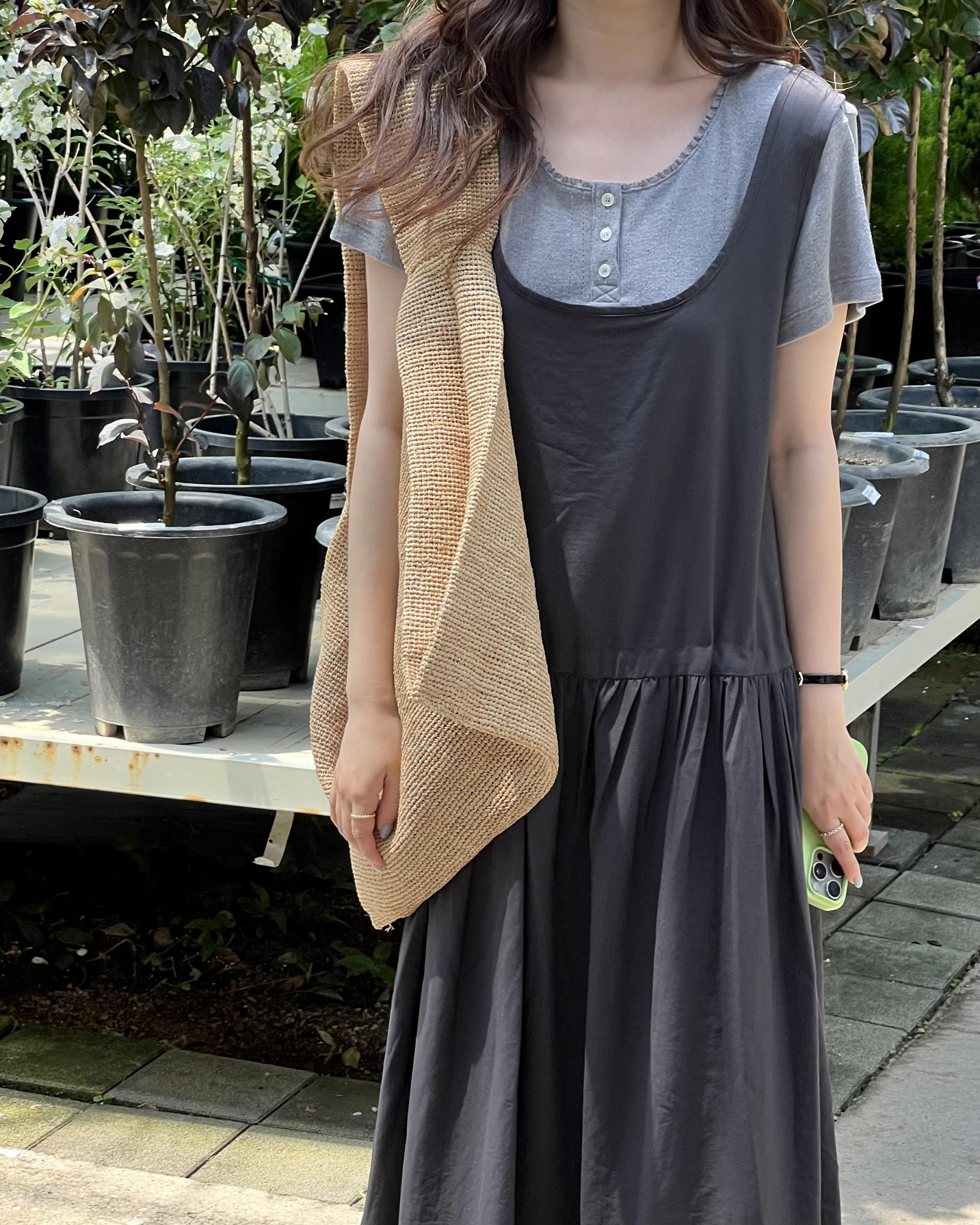 oatmeal dress (charcoal/cream)