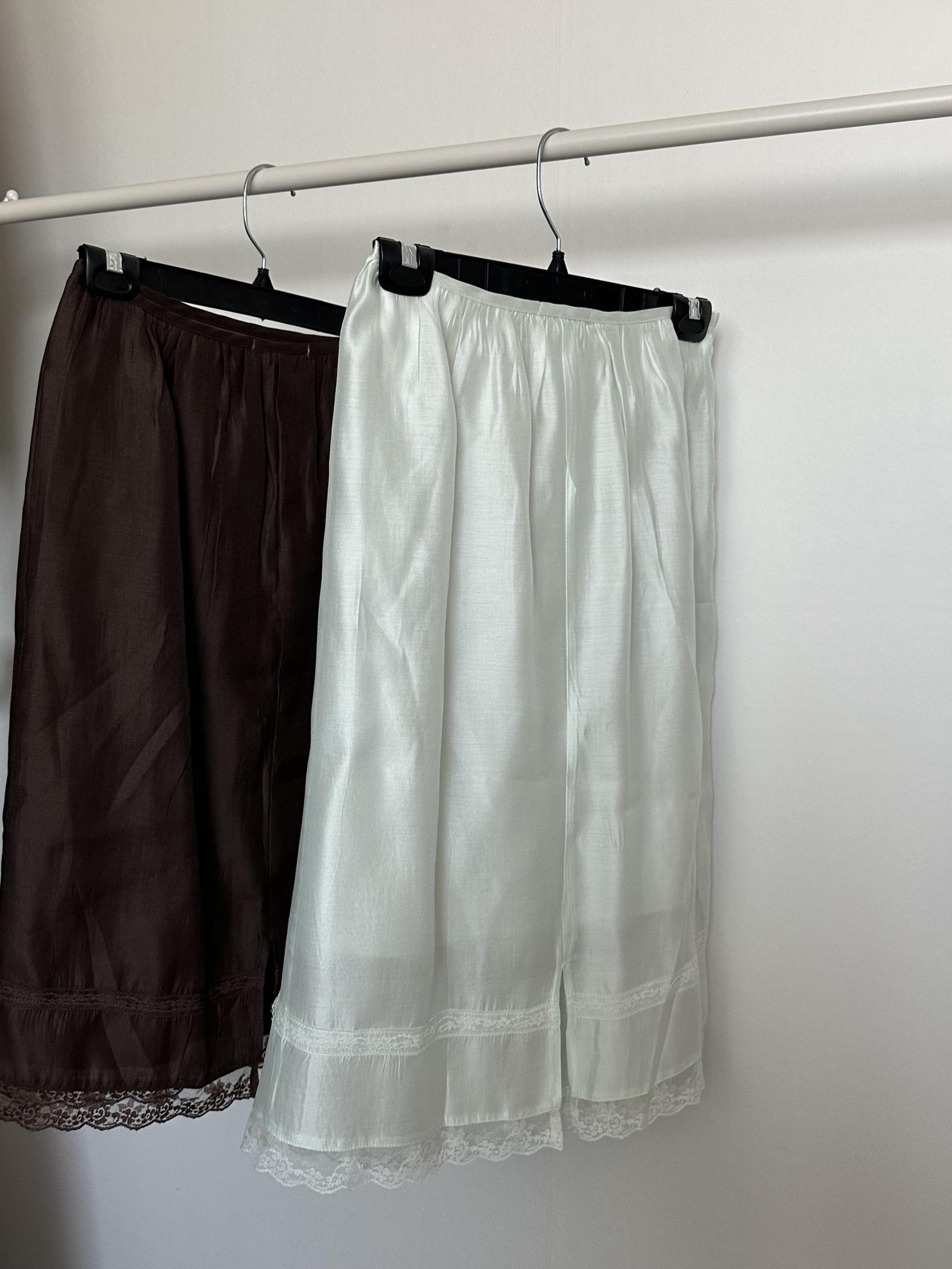 silk lace skirt (mint/brown)