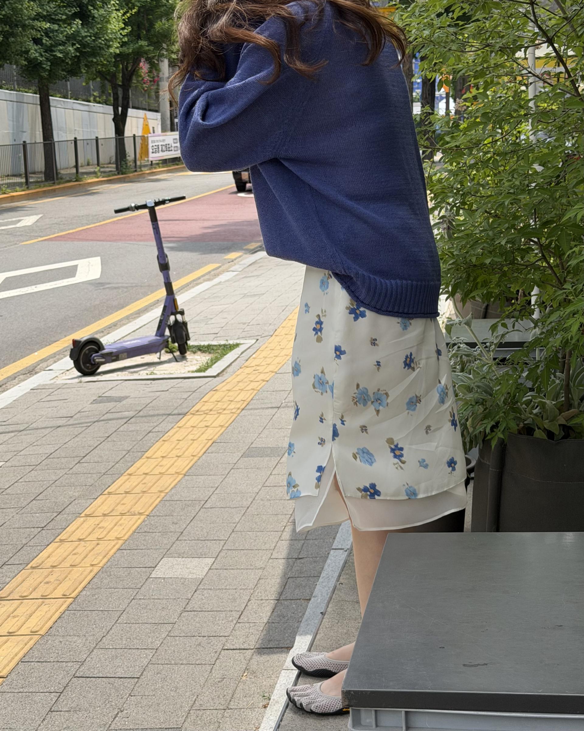 zen flower skirt (cream/mint)