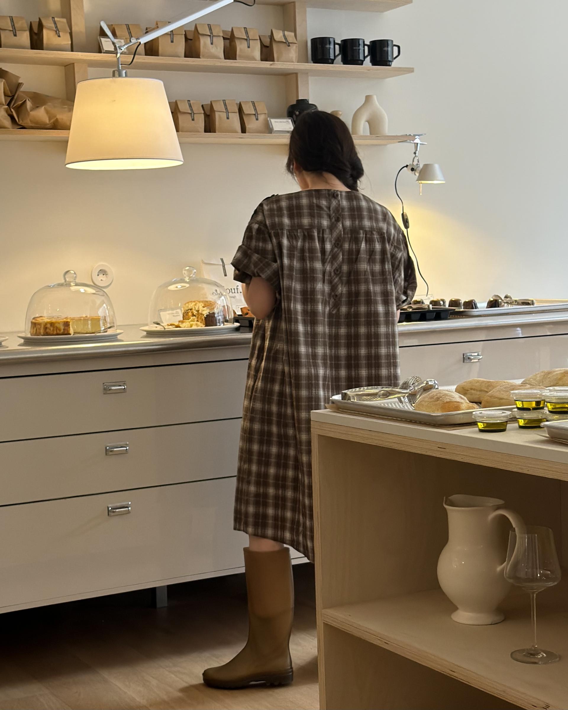 brioche check dress (mocha)
