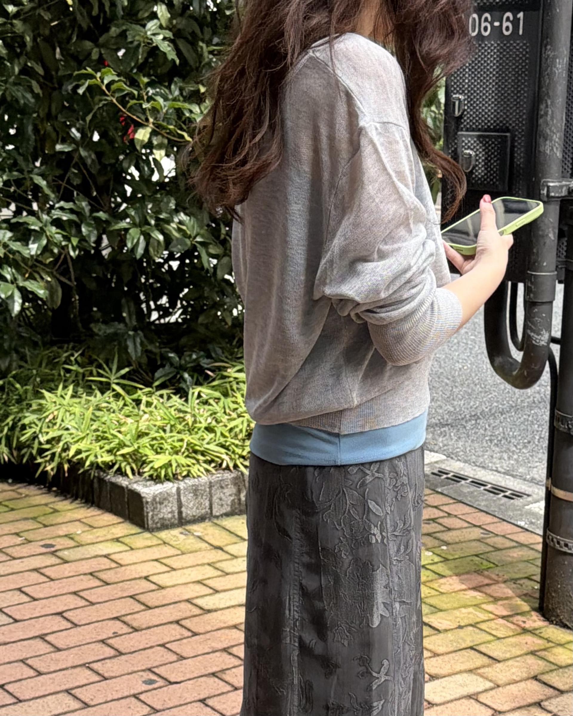 punch u-neck knit (mint/baby blue/grey)