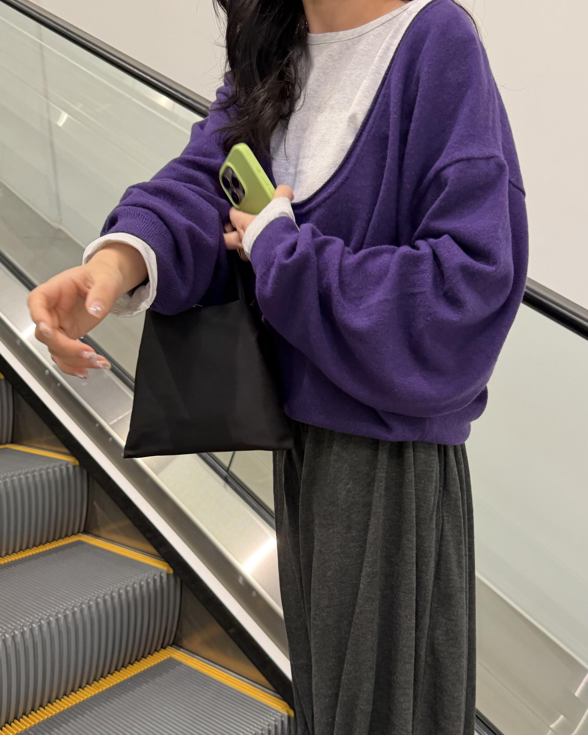 fuego u-neck knit (purple/charcoal/blue)