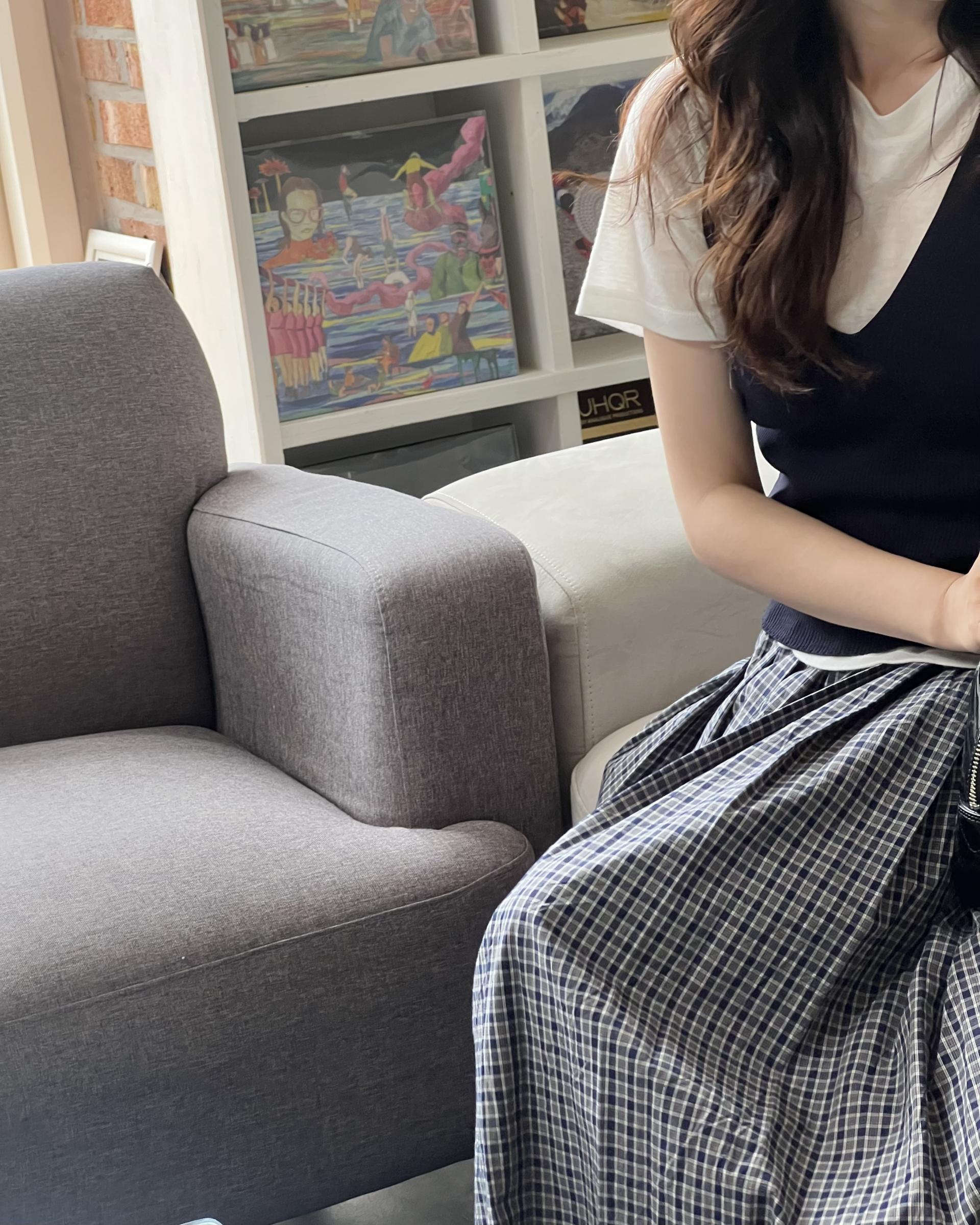 madeleine pleats skirt (check/cream)