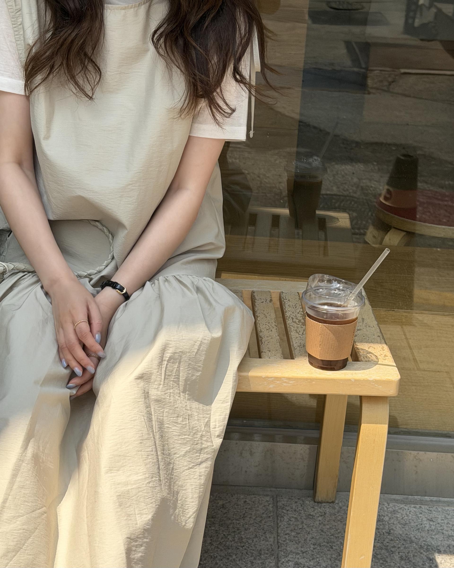 butter ribbon dress (beige/white)