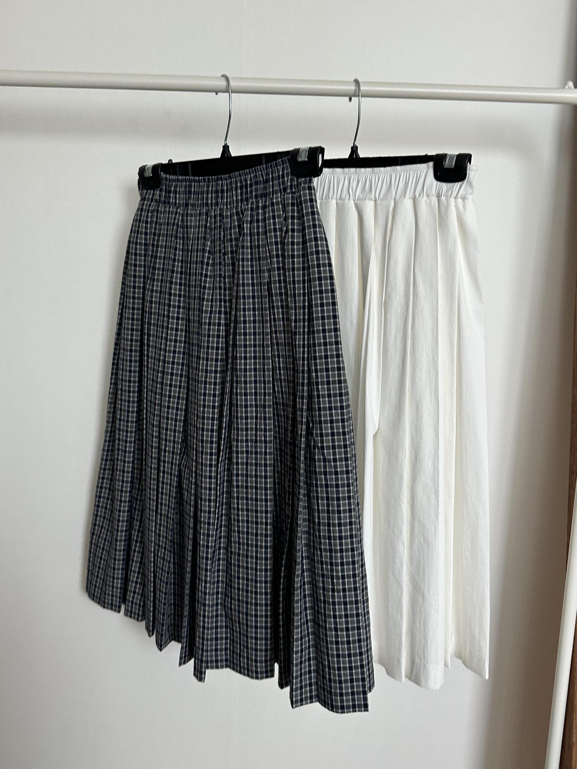 madeleine pleats skirt (check/cream)