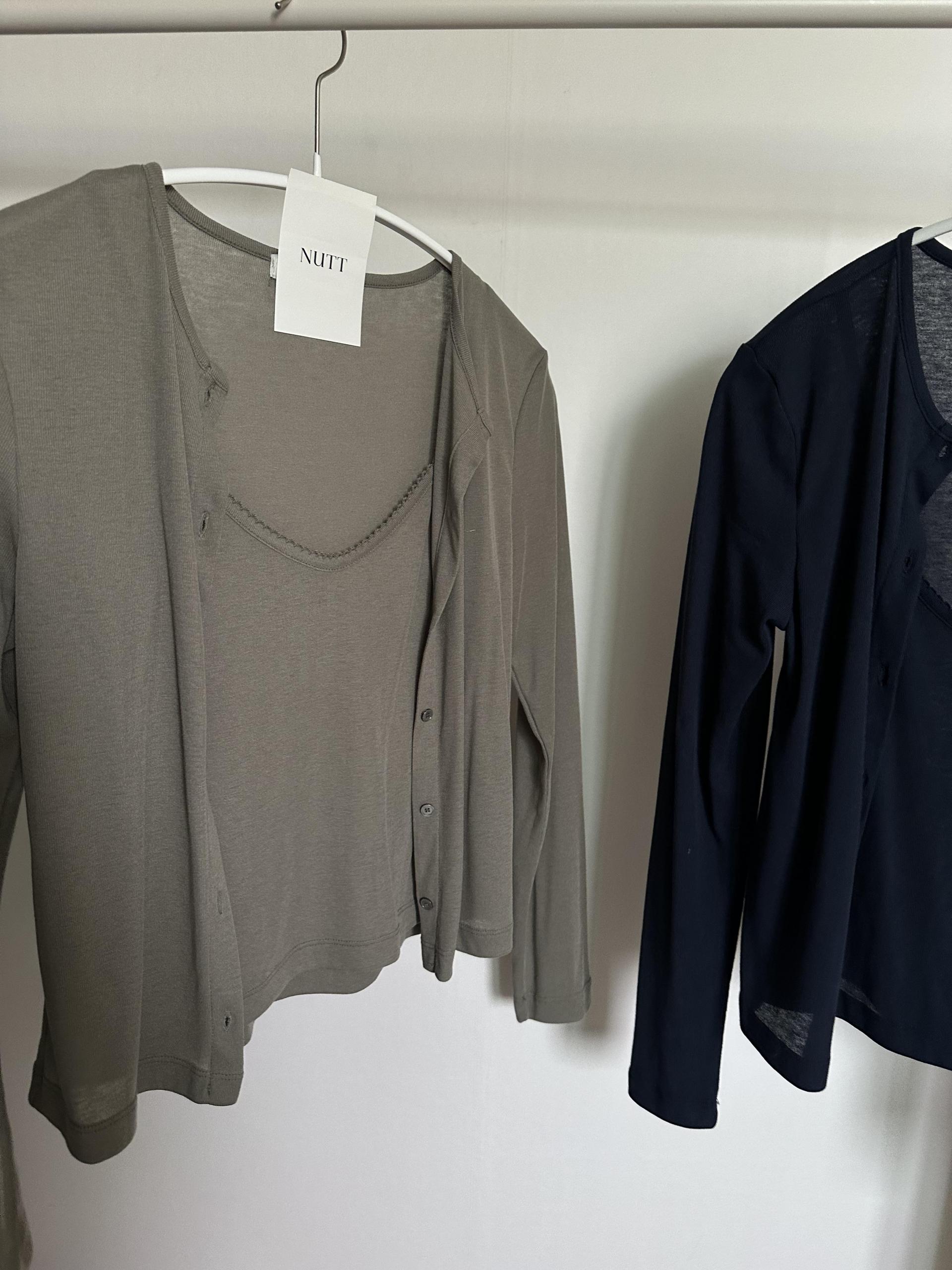 thin cardigan set (navy/khaki)