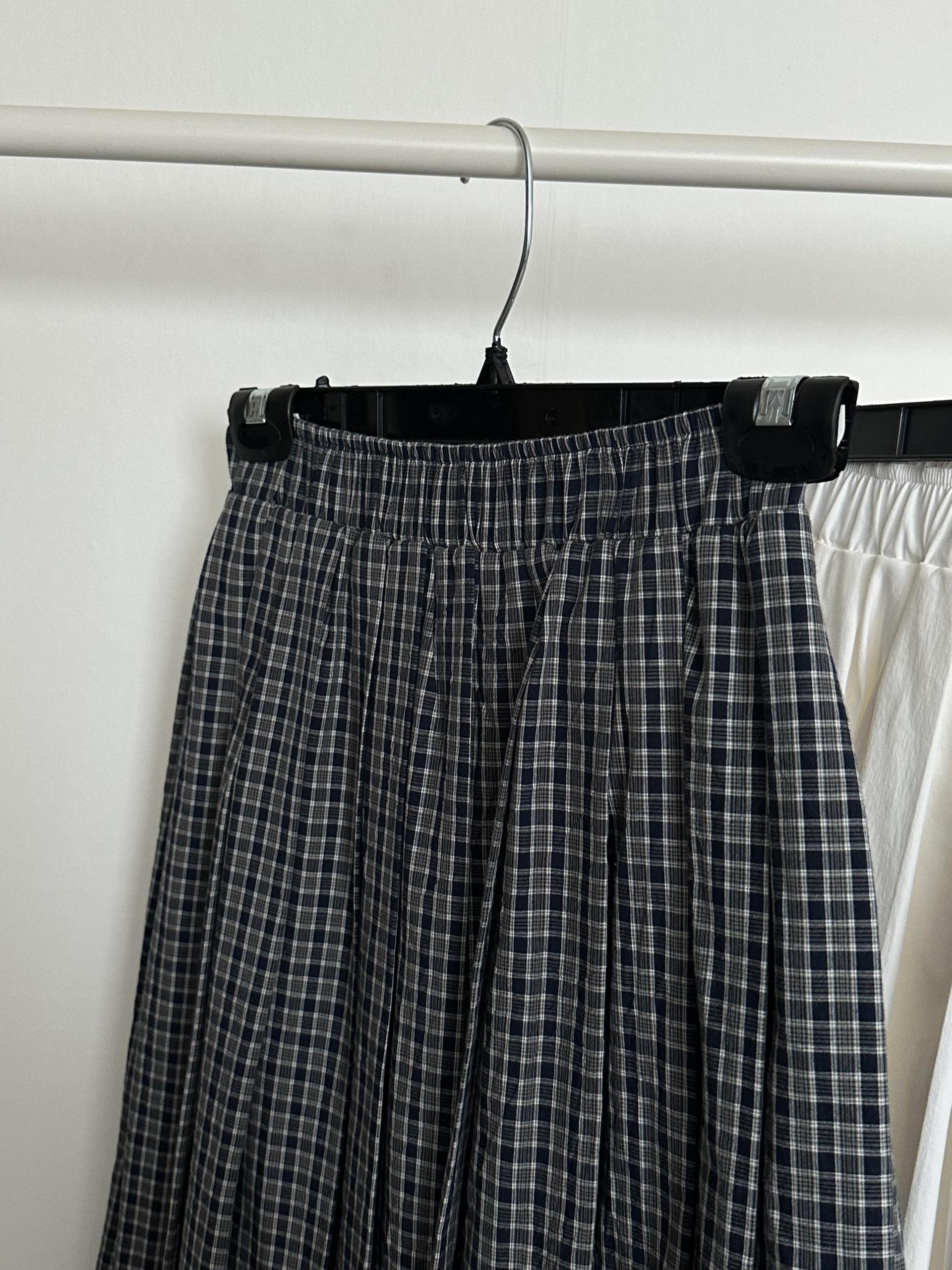 madeleine pleats skirt (check/cream)