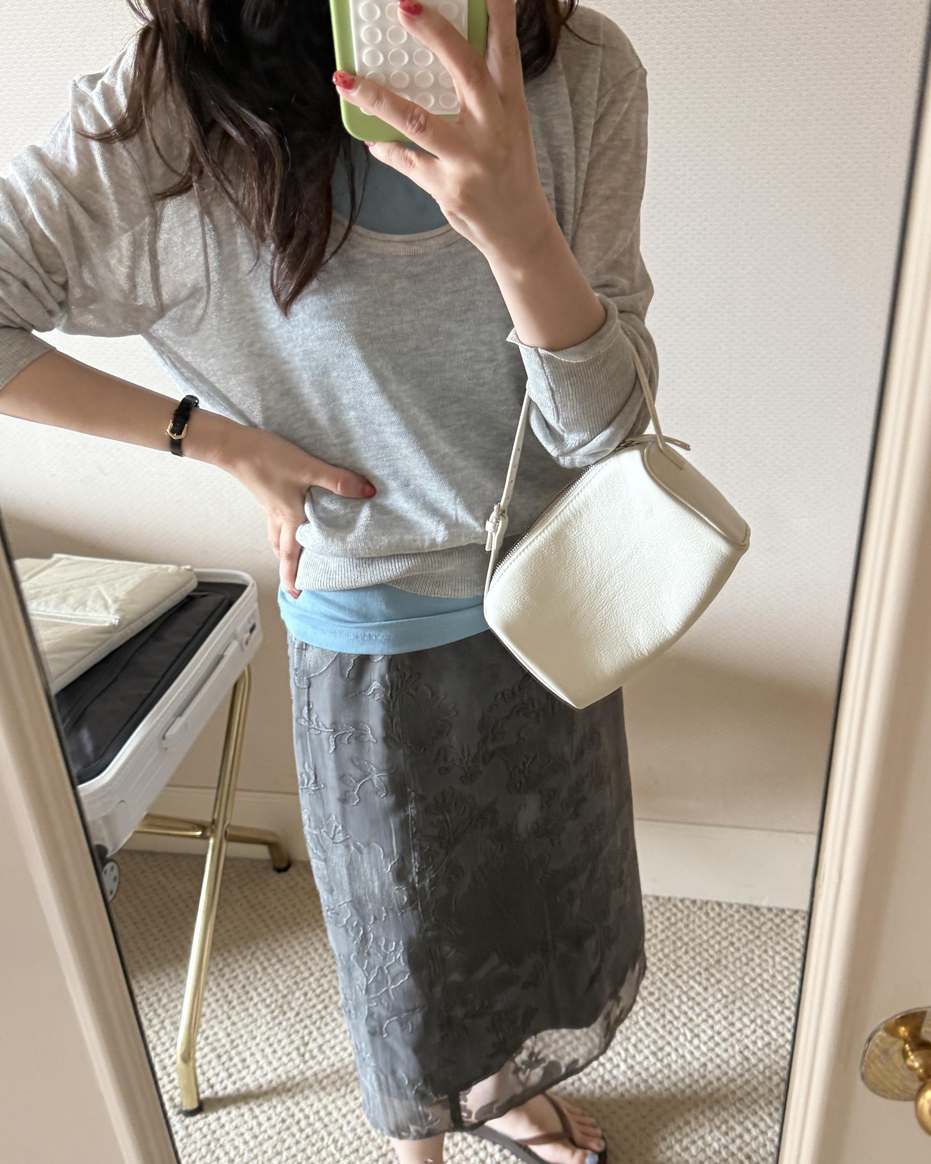 gloria midi skirt (charcoal/cream)