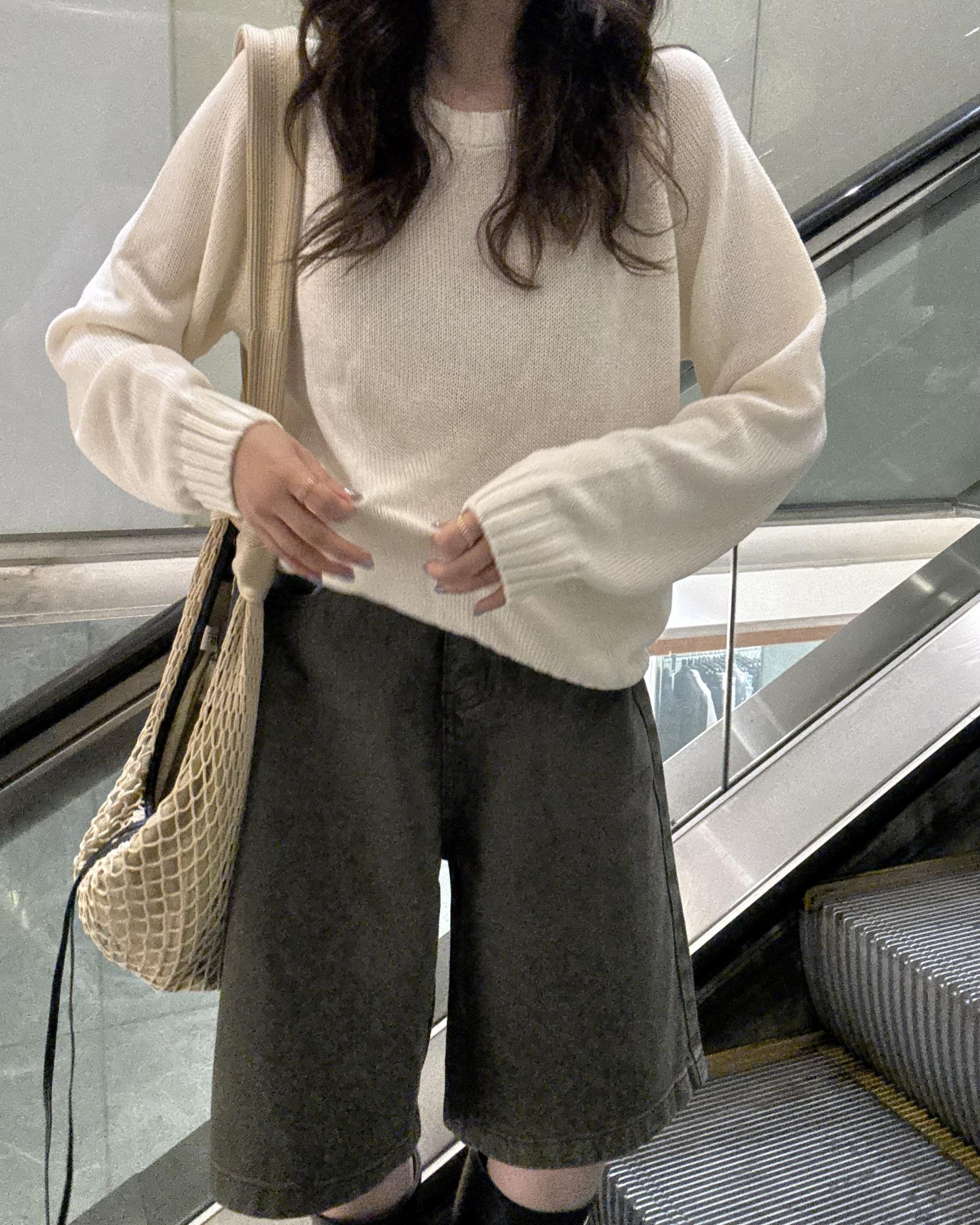 meet round knit(turkish blue/cream)