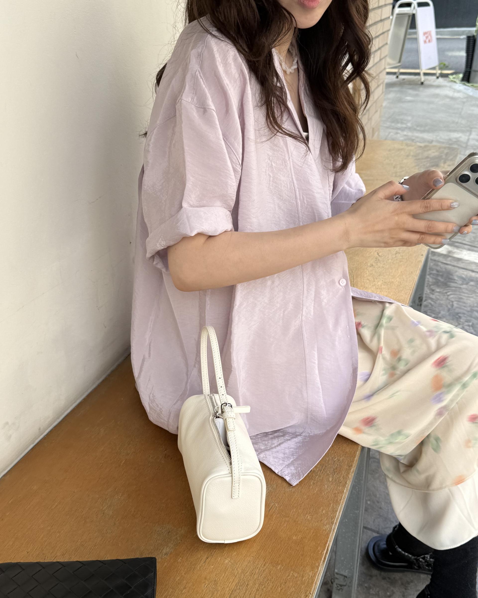 gloss half shirt (cream/lilac)