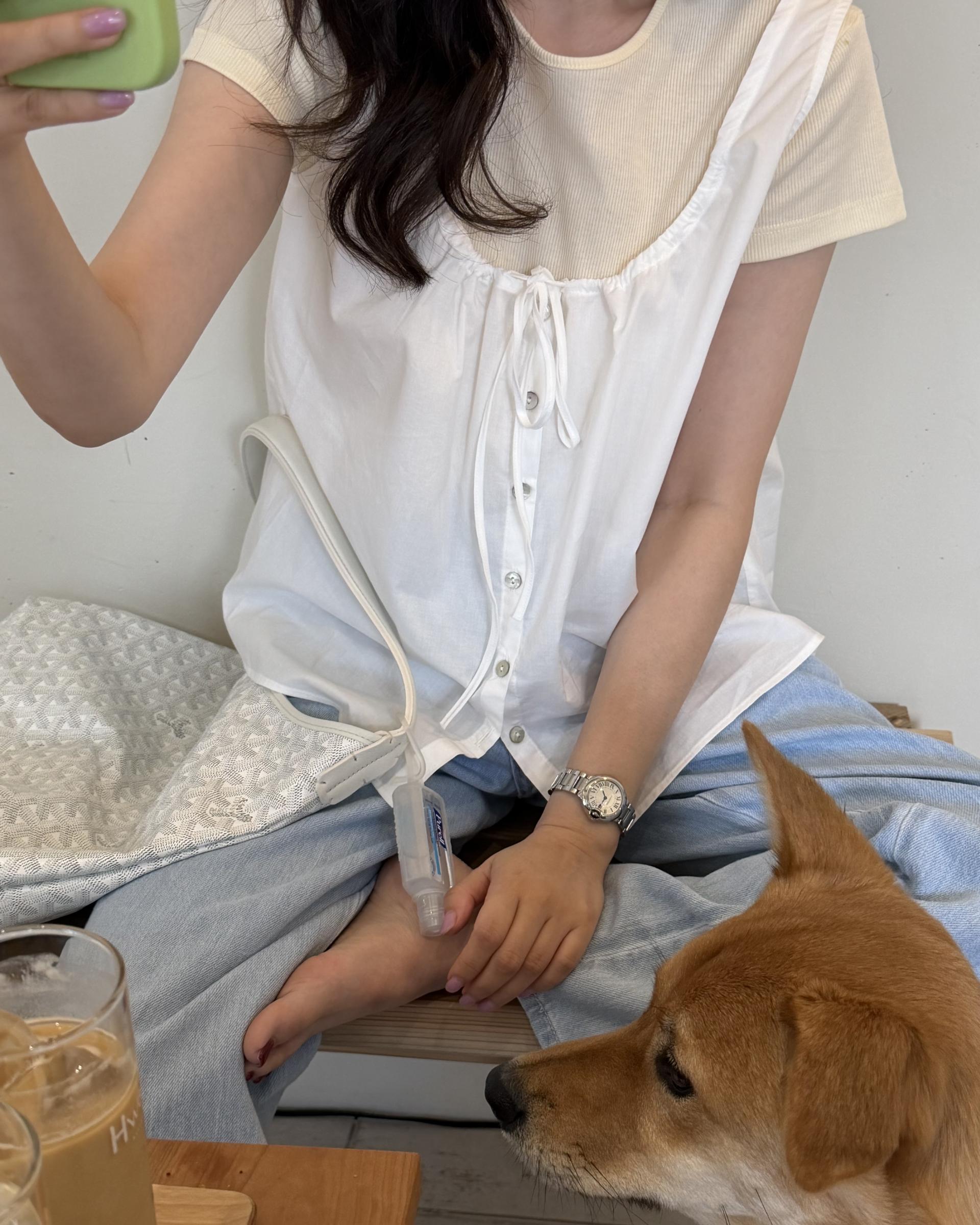dew blouse (charcoal/white)