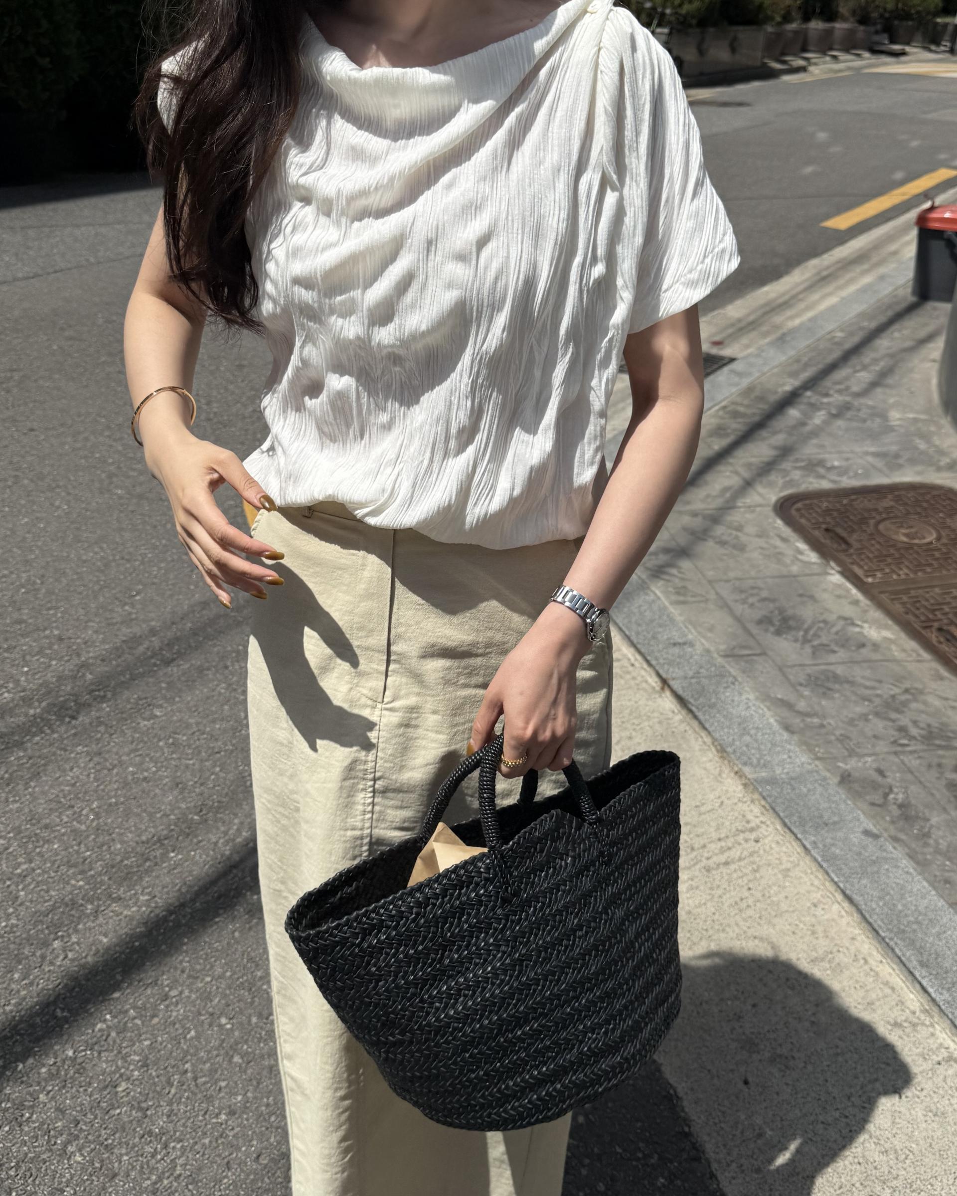 creme cotton skirt (beige/white) 완