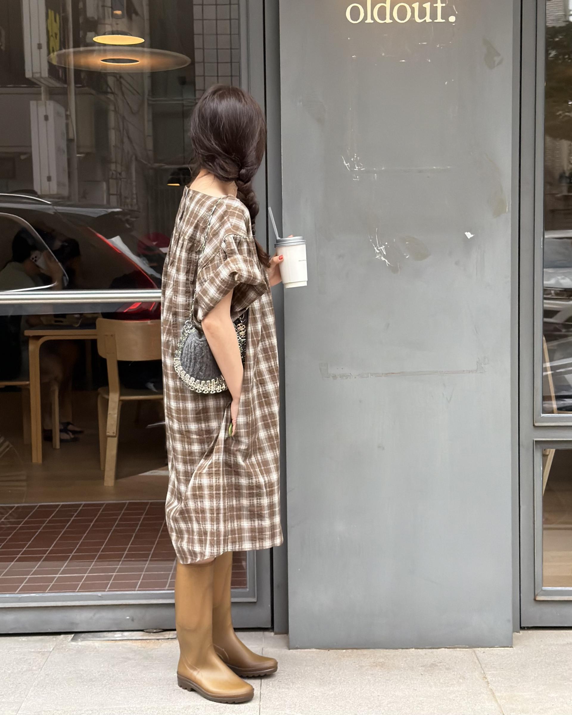brioche check dress (mocha)