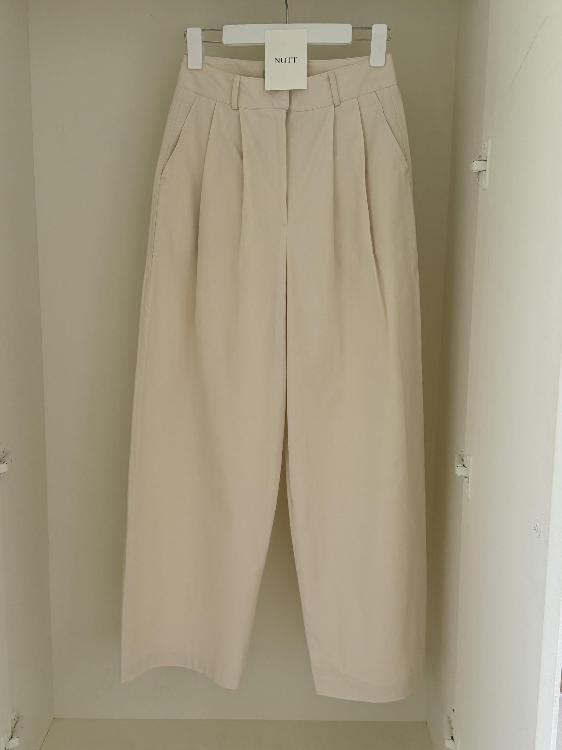 cotton pintuck pants (navy/cream/khaki)