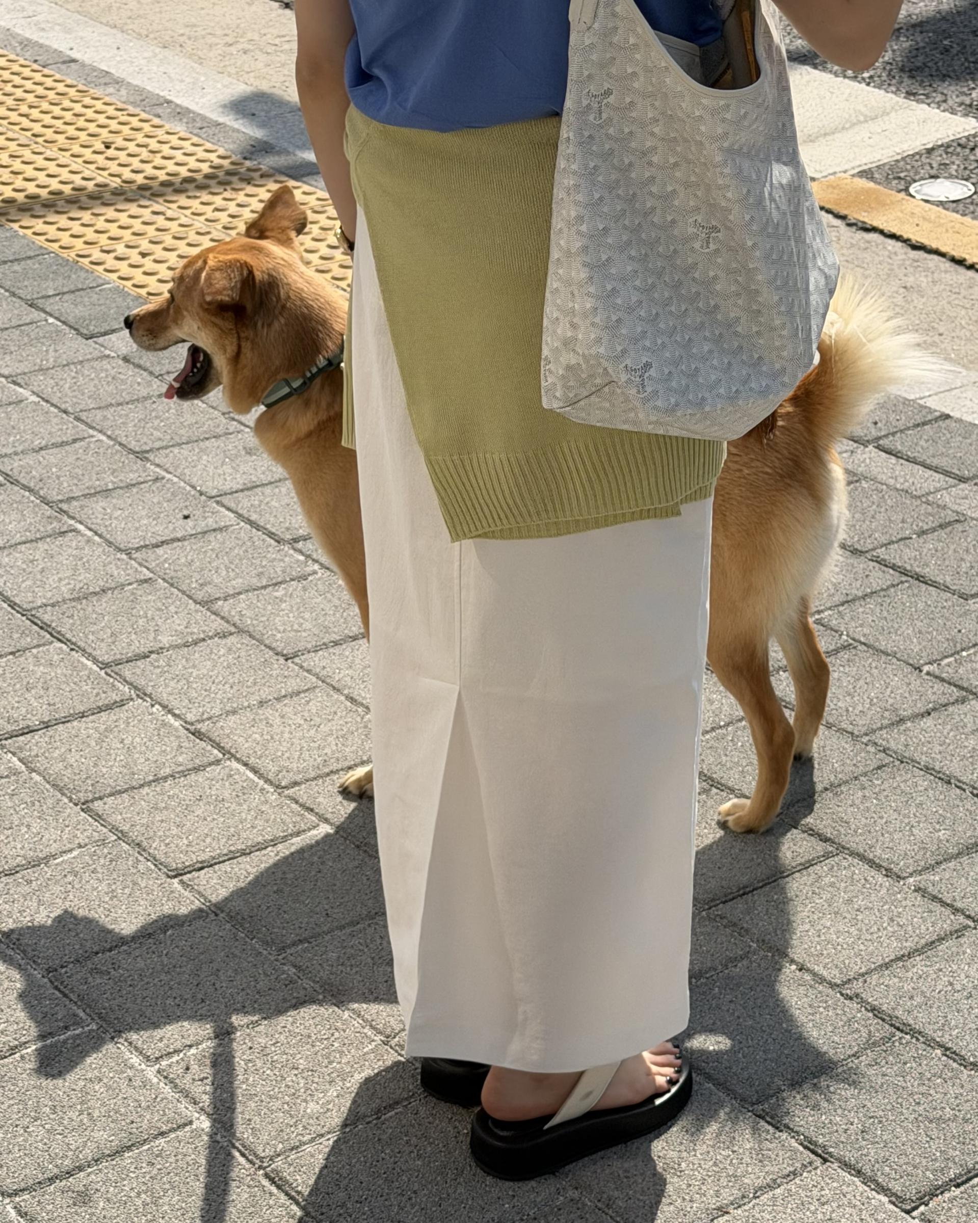 creme cotton skirt (beige/white) 완