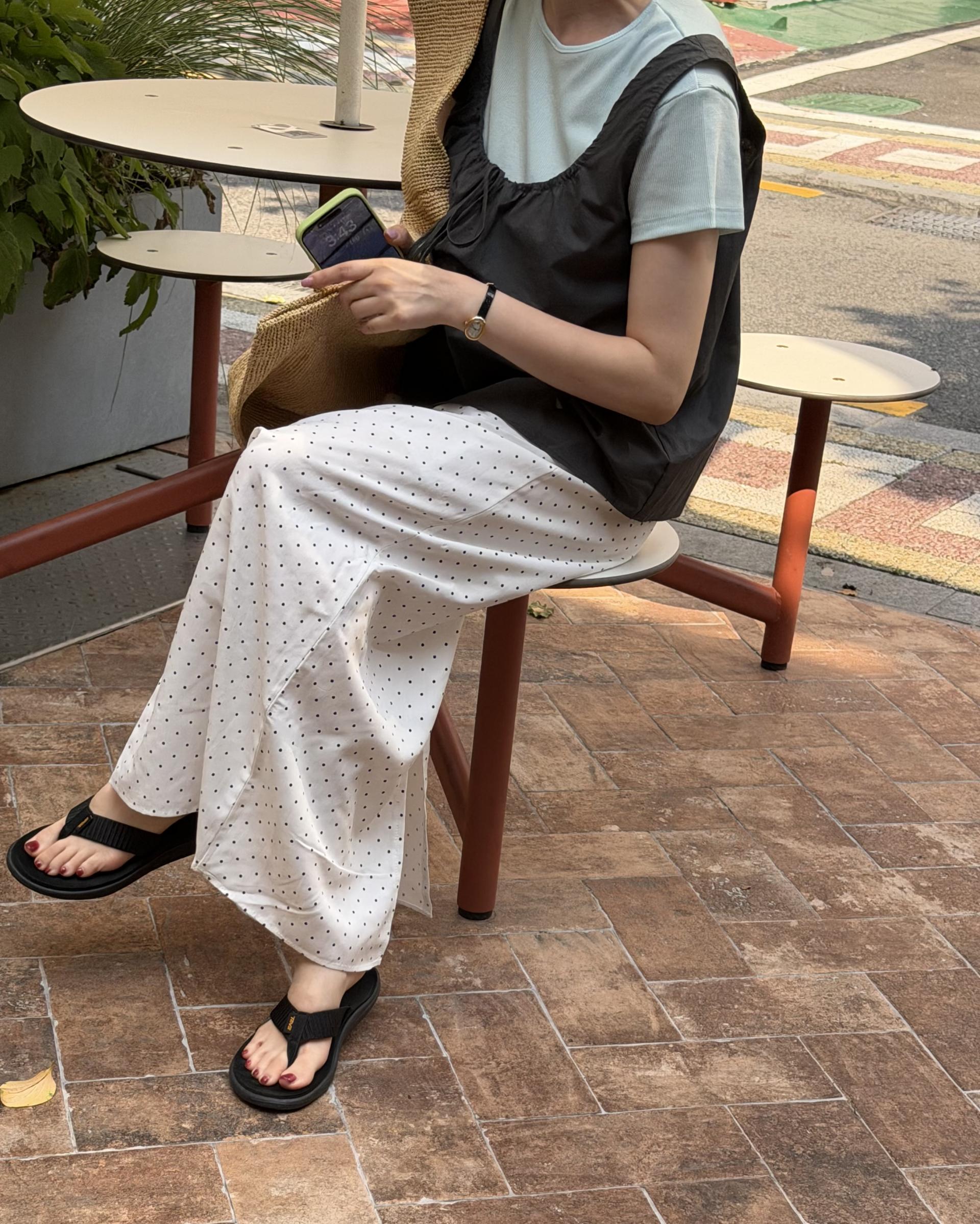 dot maxi skirt