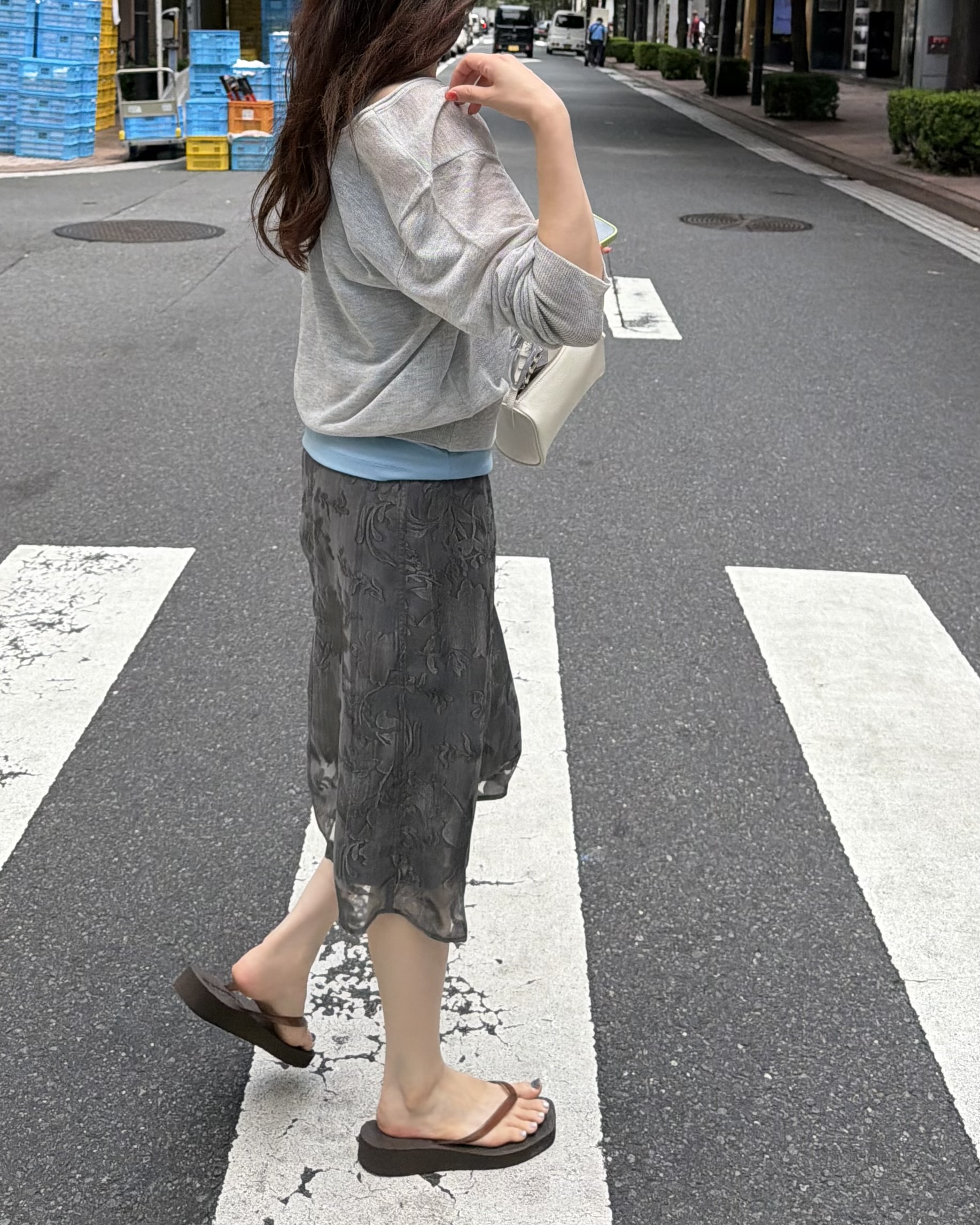 punch u-neck knit (mint/baby blue/grey)