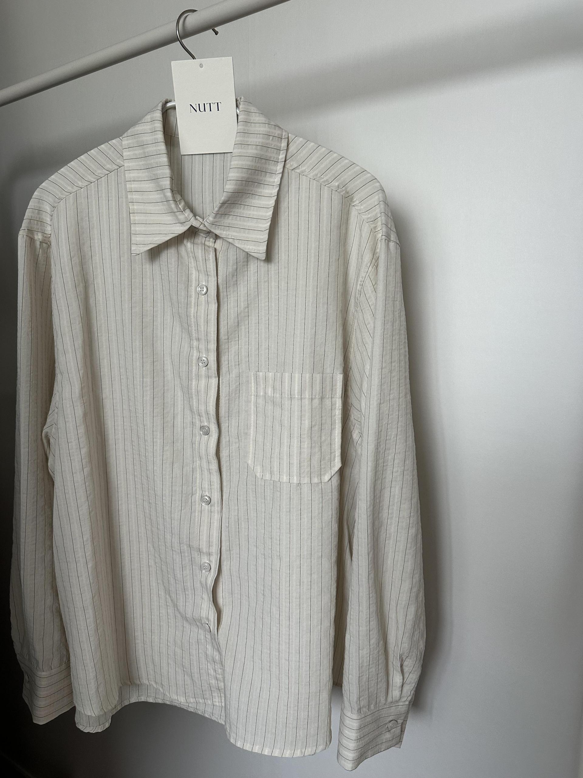 tacit stripe shirt (beige/blue)