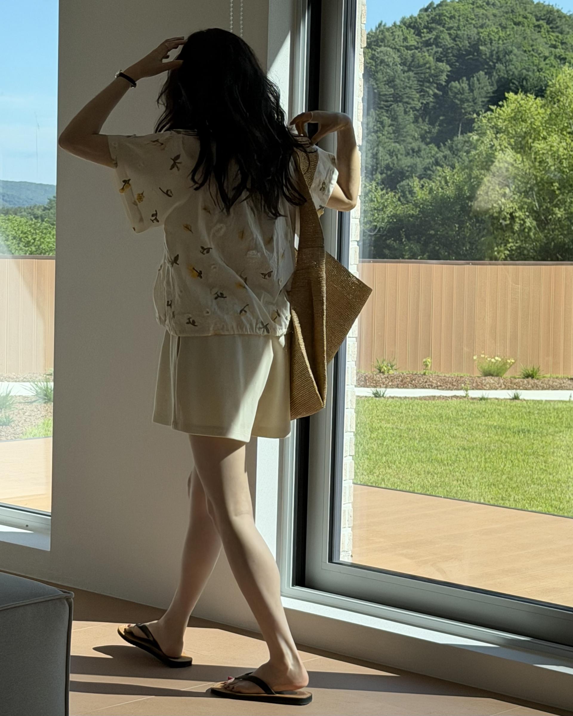 cream terry shorts