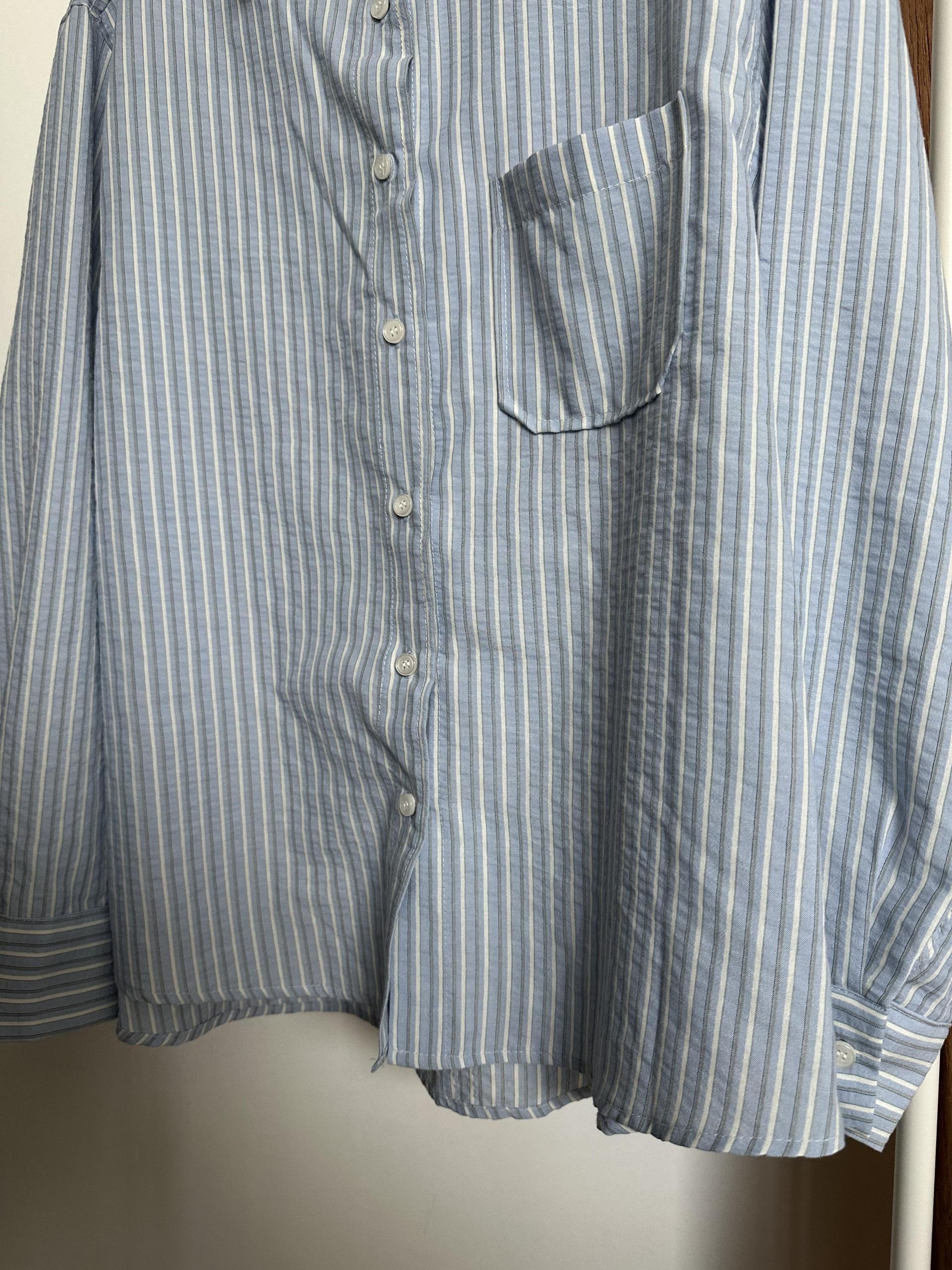 tacit stripe shirt (beige/blue)