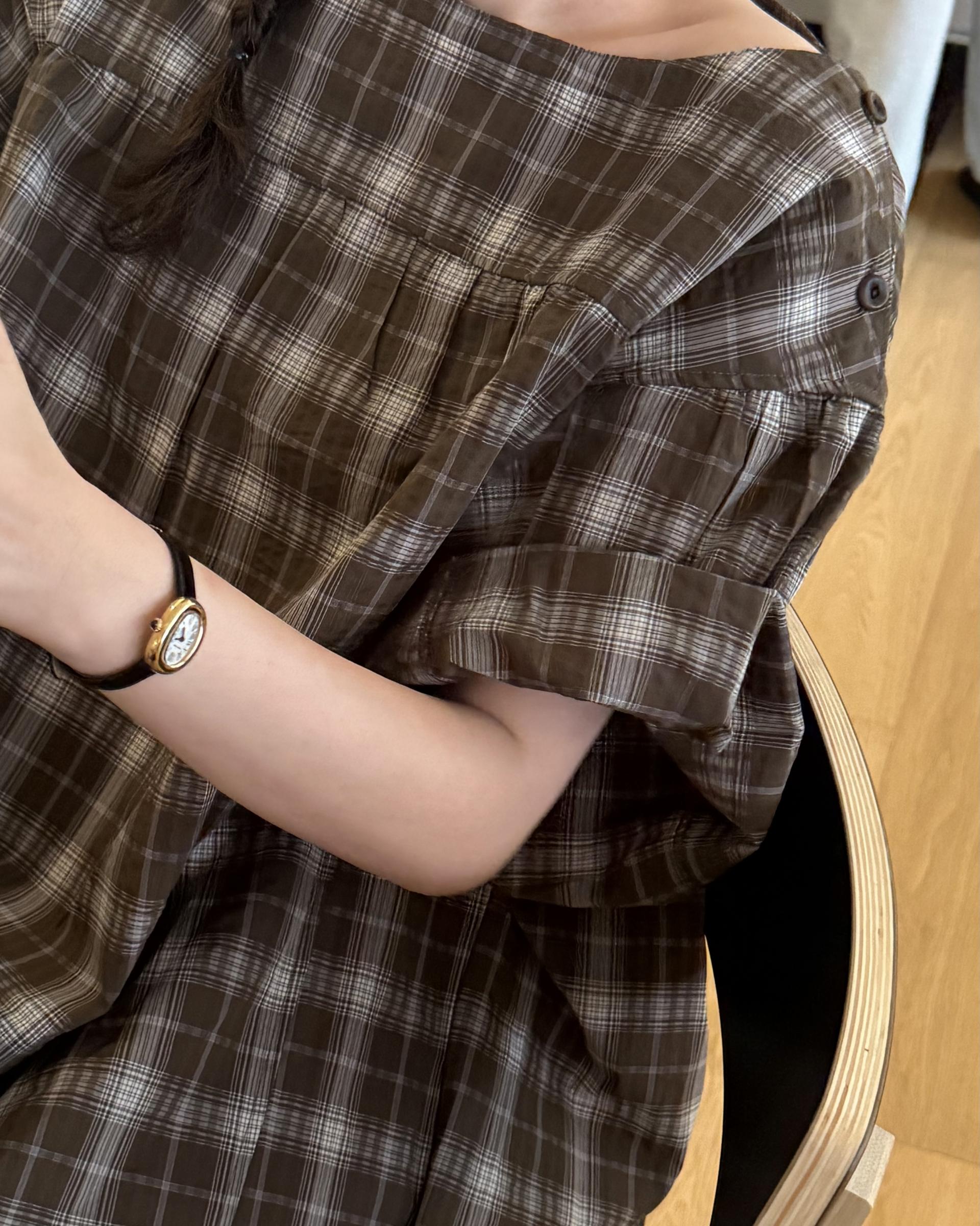 brioche check dress (mocha)