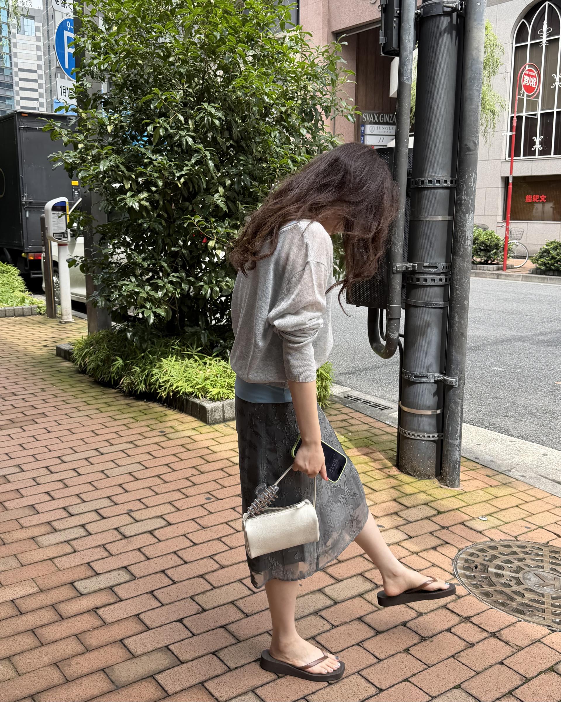 punch u-neck knit (mint/baby blue/grey)