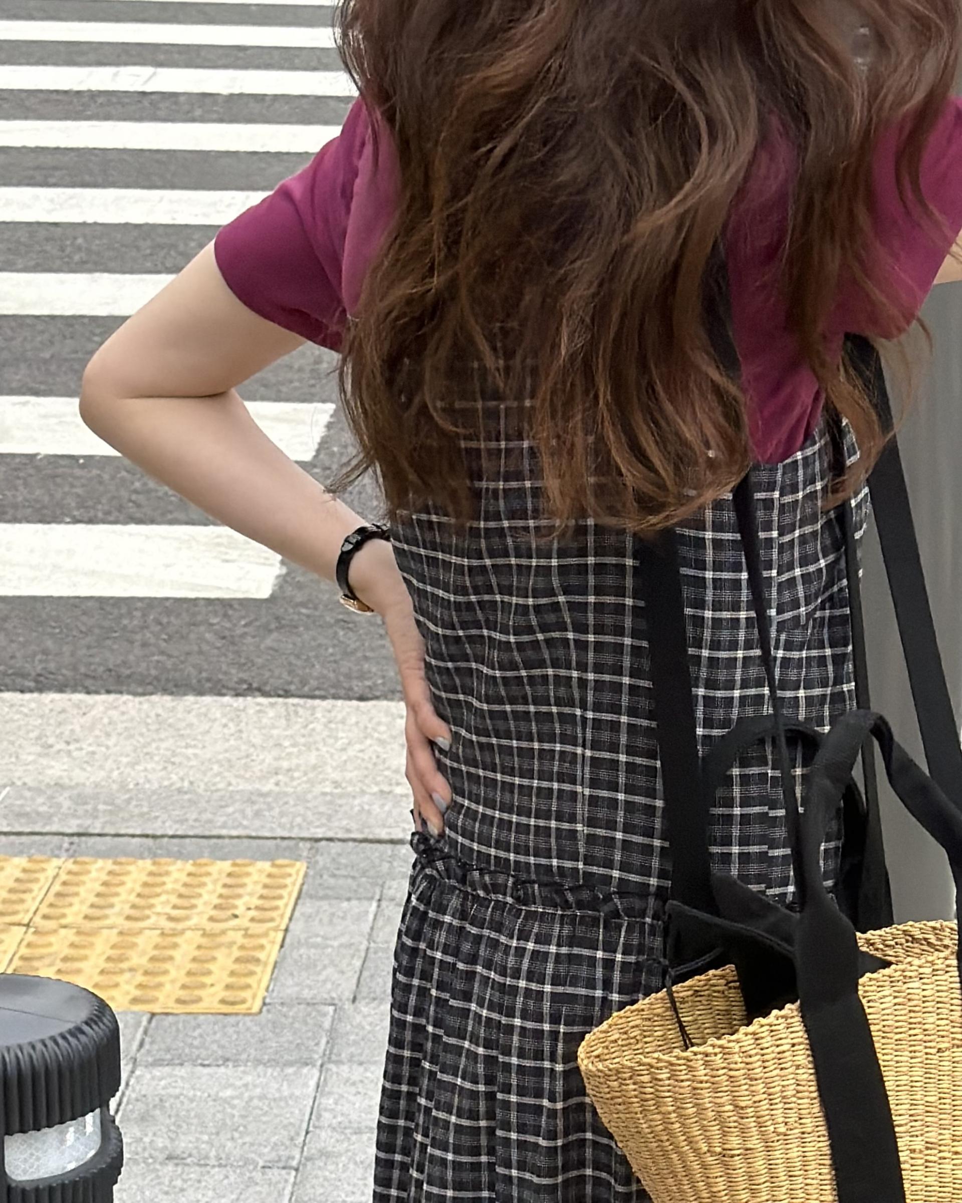 kate check dress (black/blue)