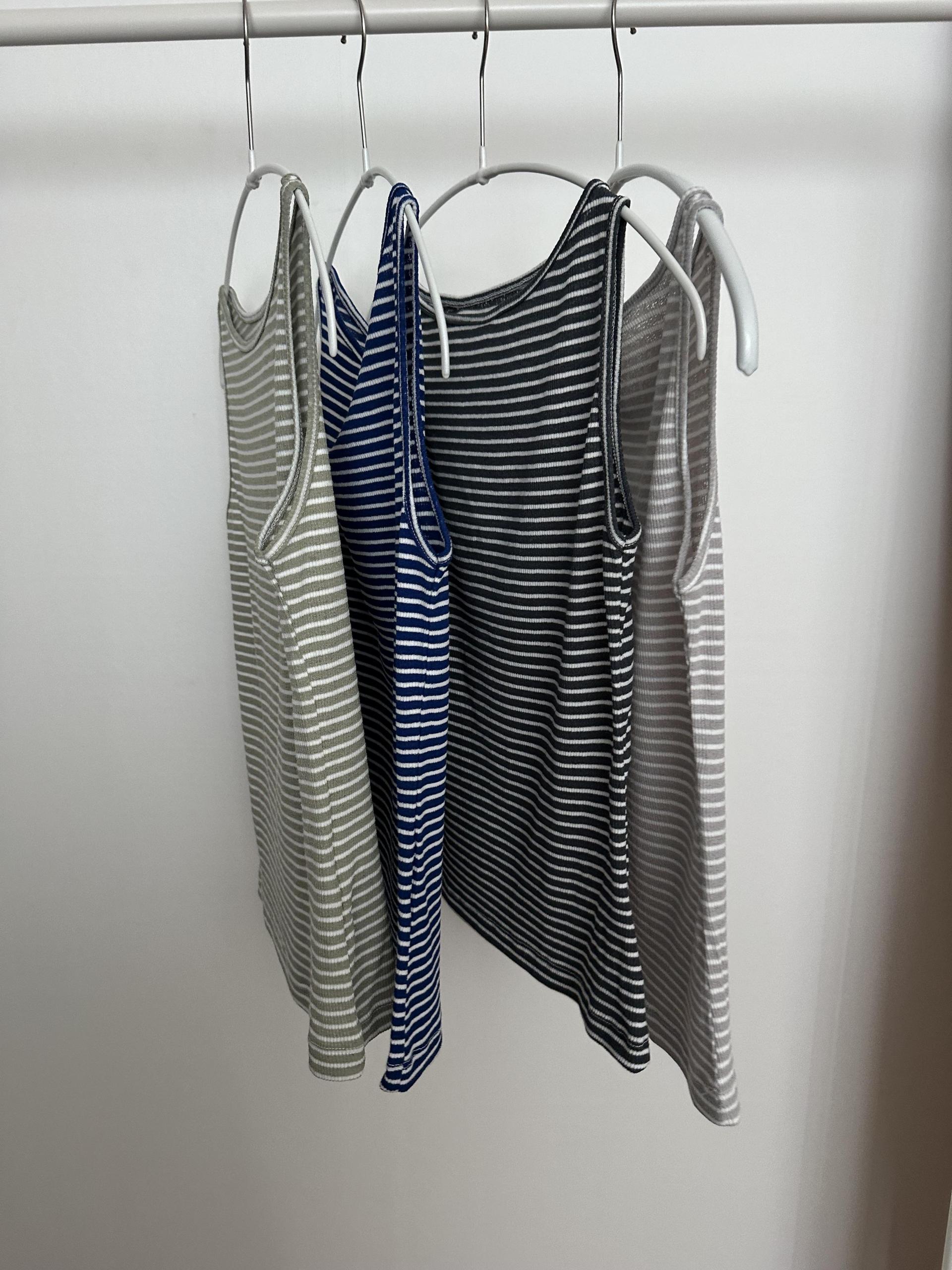 salt stripe sleeveless (blue/charcoal/pale grey/pale khaki)