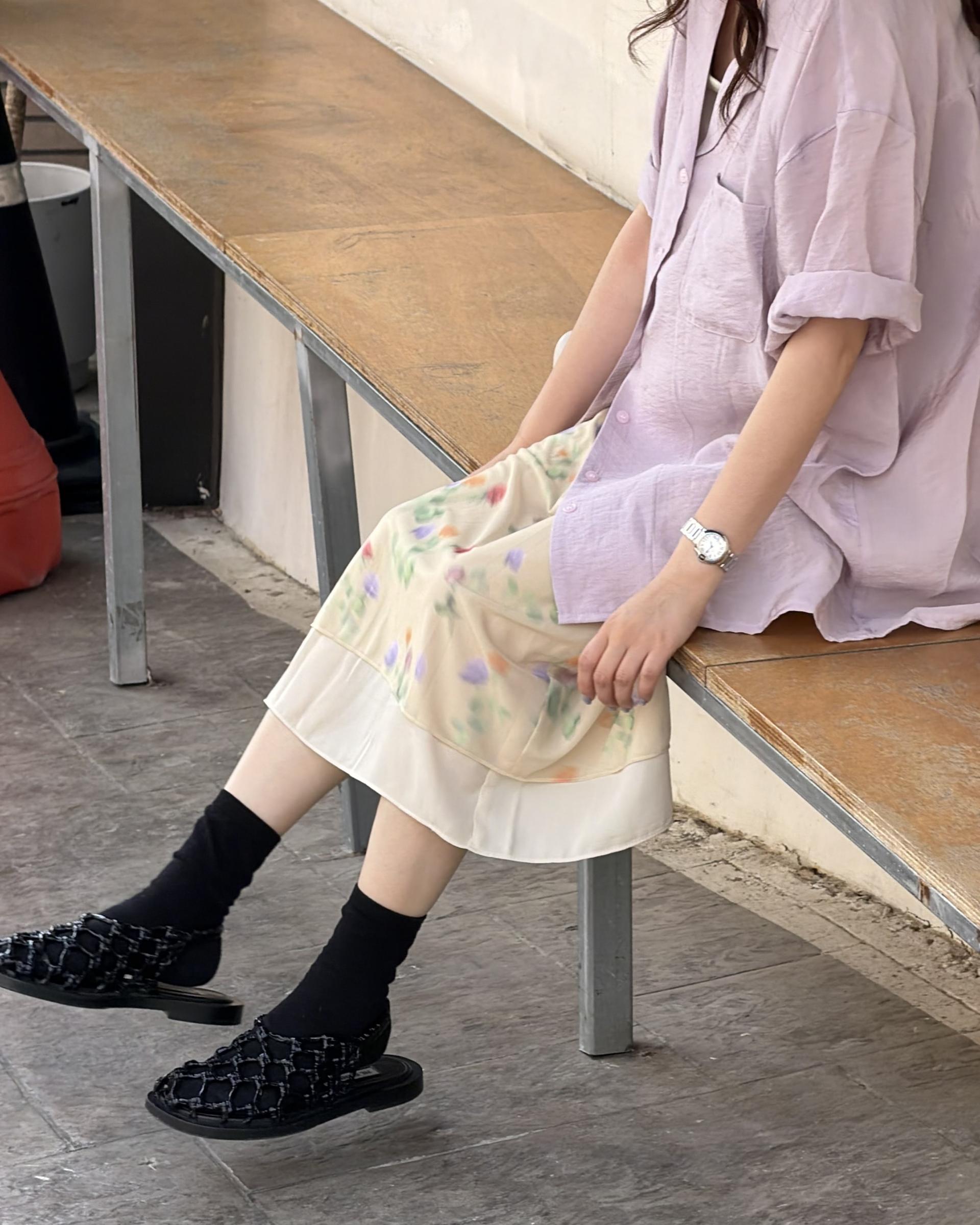 bong bong skirt (beige/black)