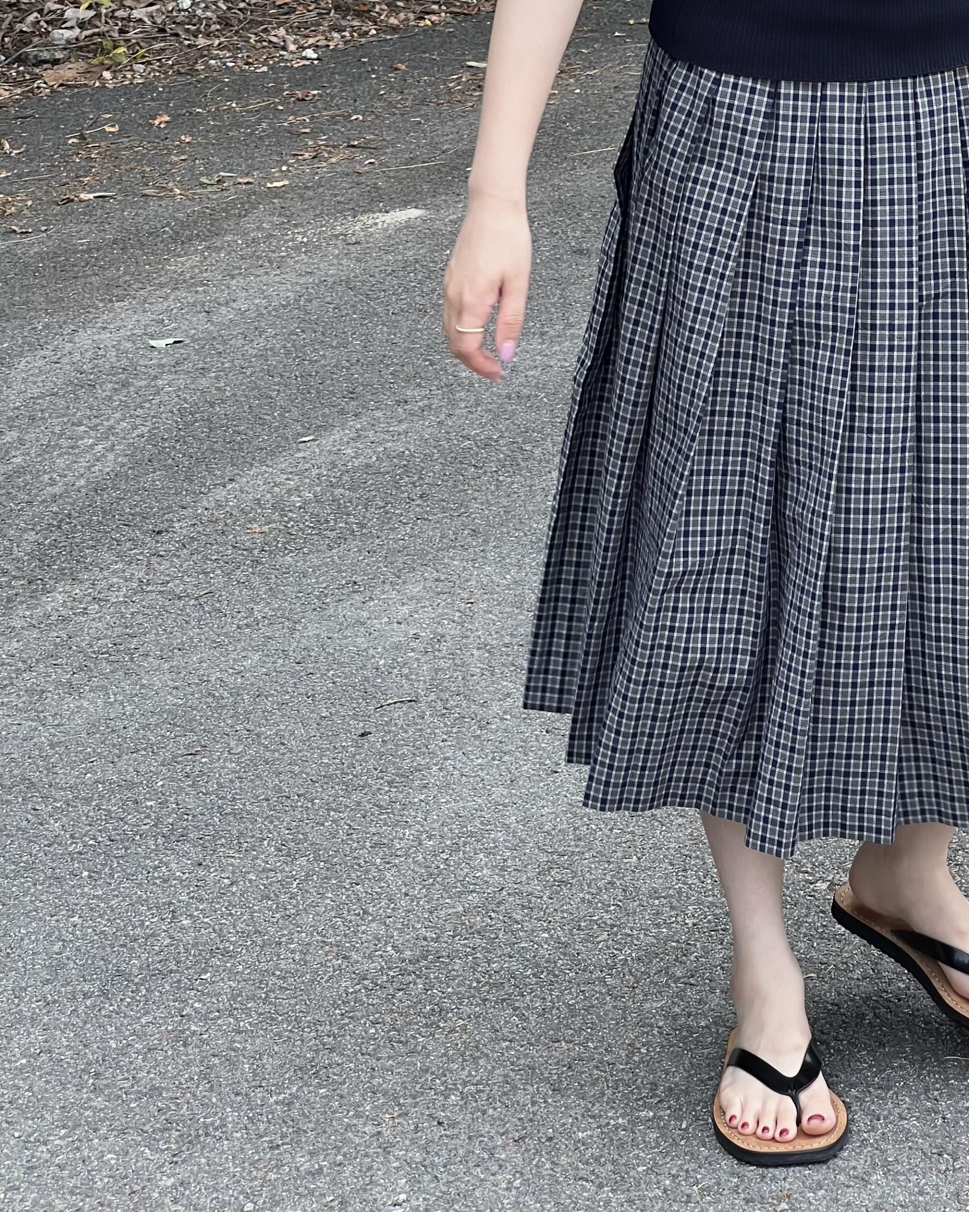 madeleine pleats skirt (check/cream)