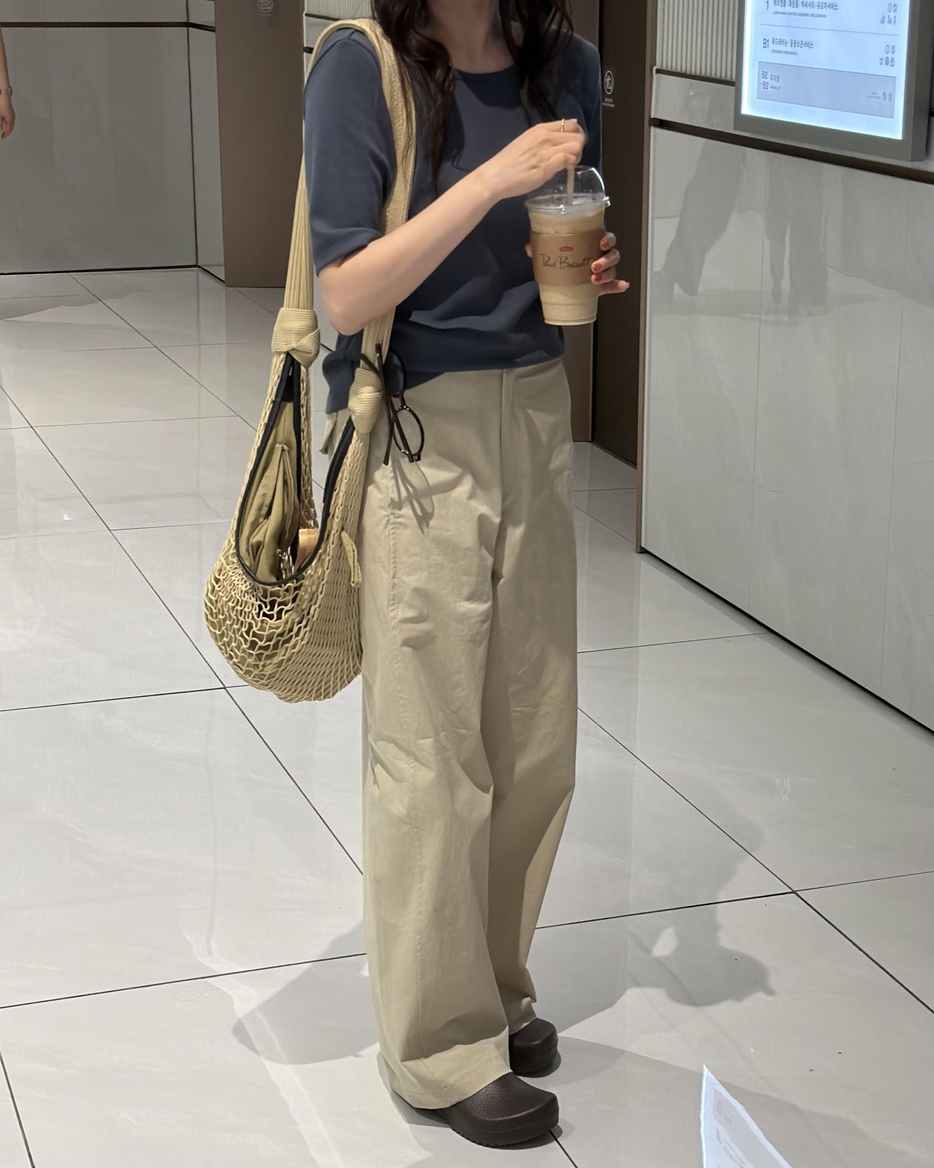 sand cotton pants (milk beige)
