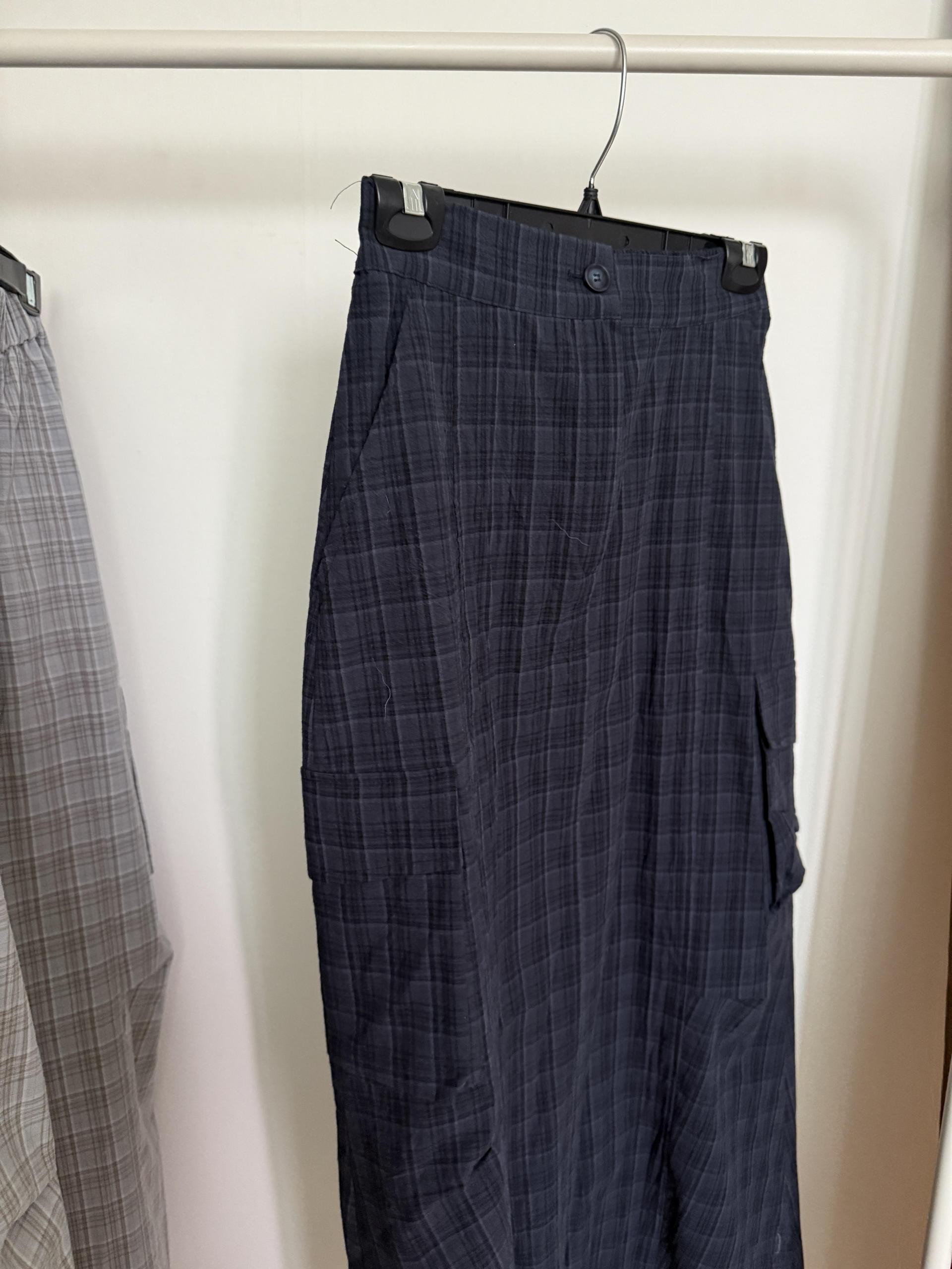 teddy check skirt (grey/navy)