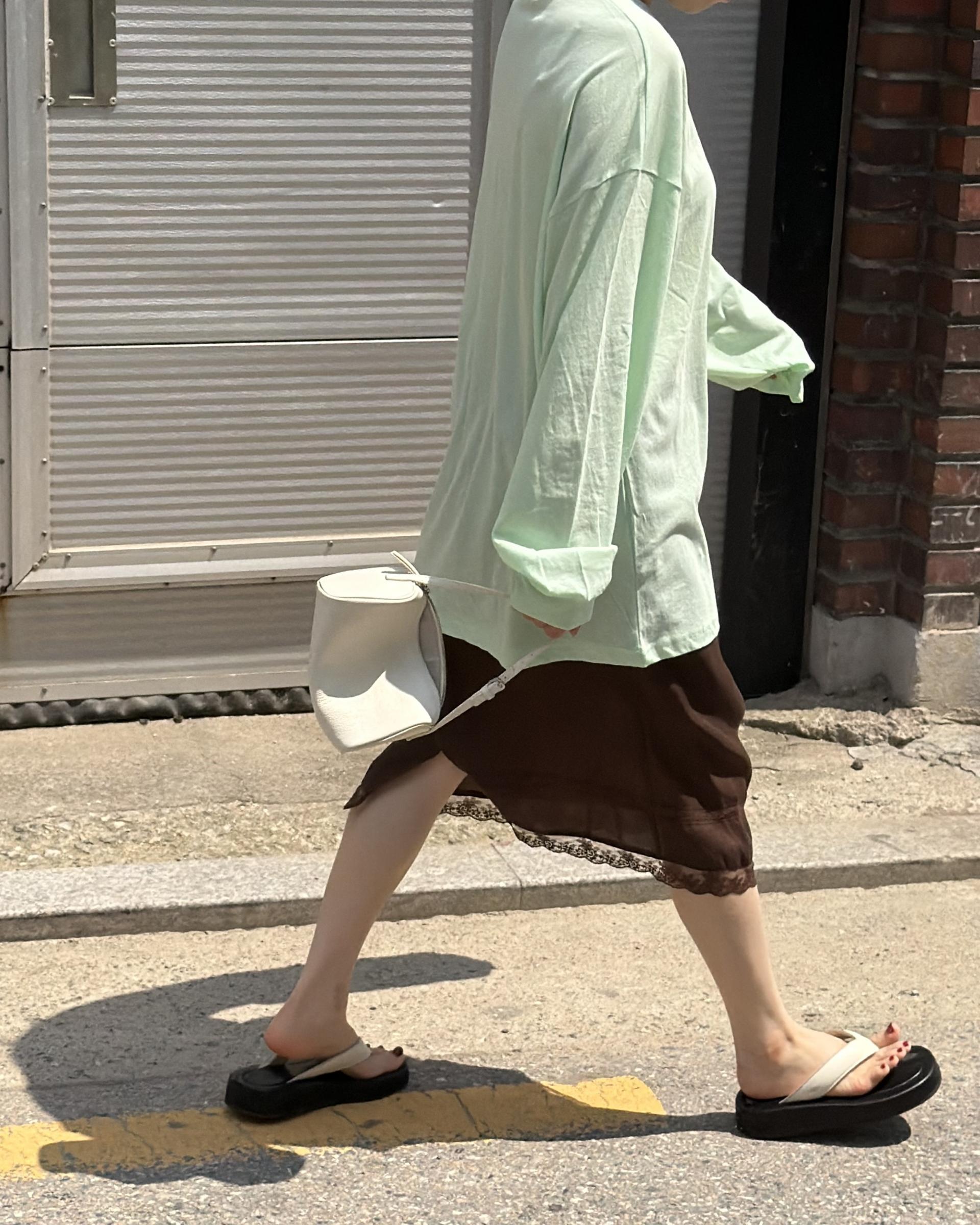 silk lace skirt (mint/brown)