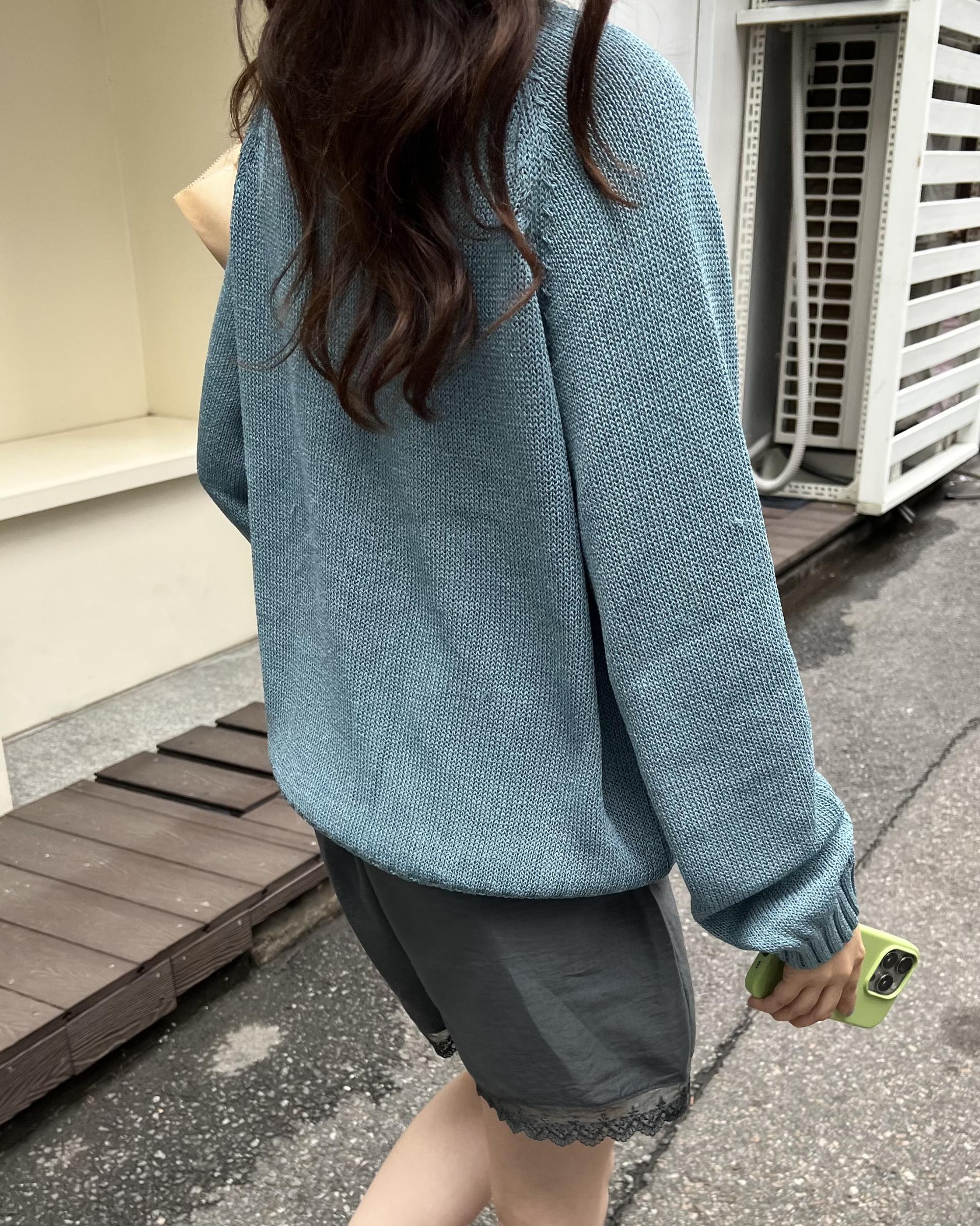 meet round knit(turkish blue/cream)
