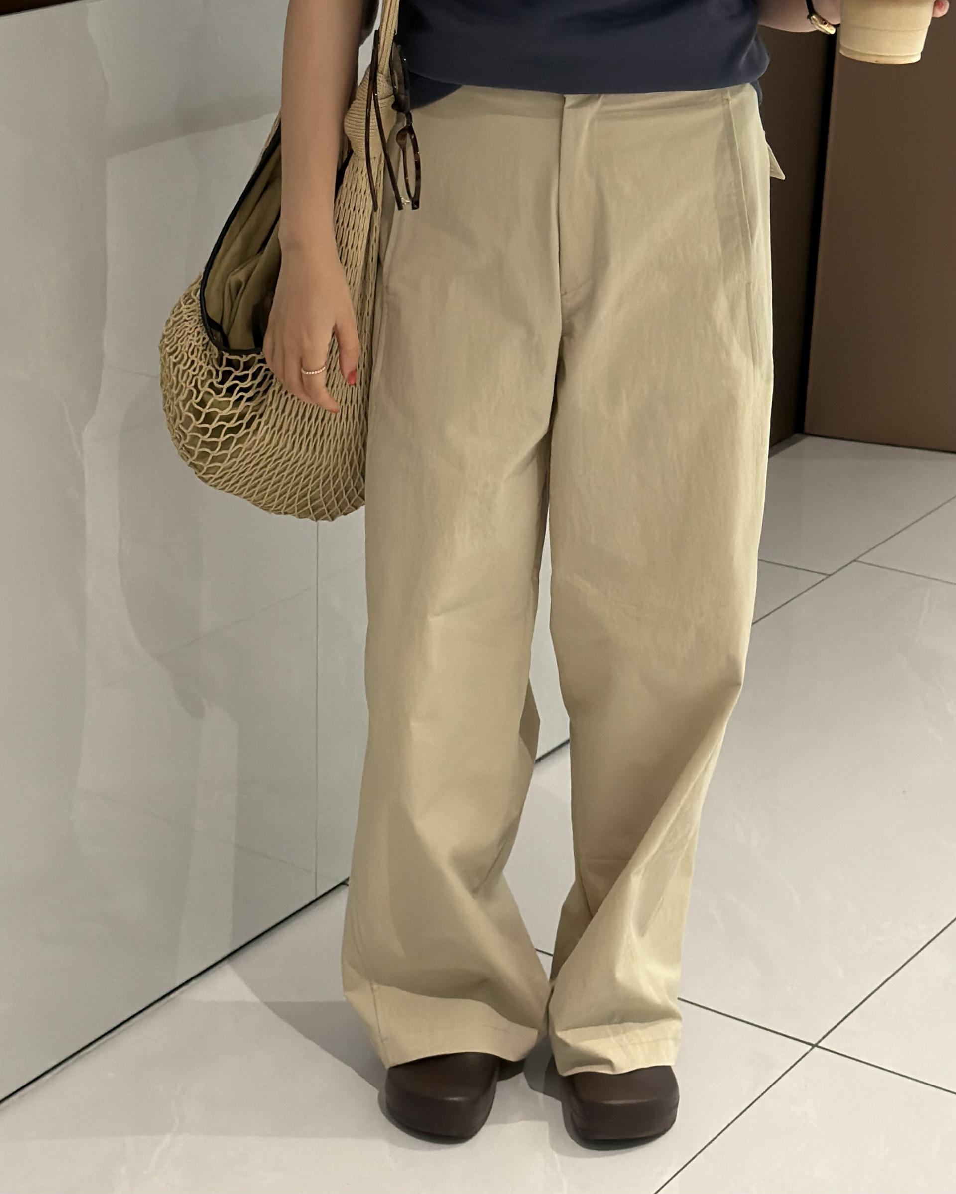 sand cotton pants (milk beige)