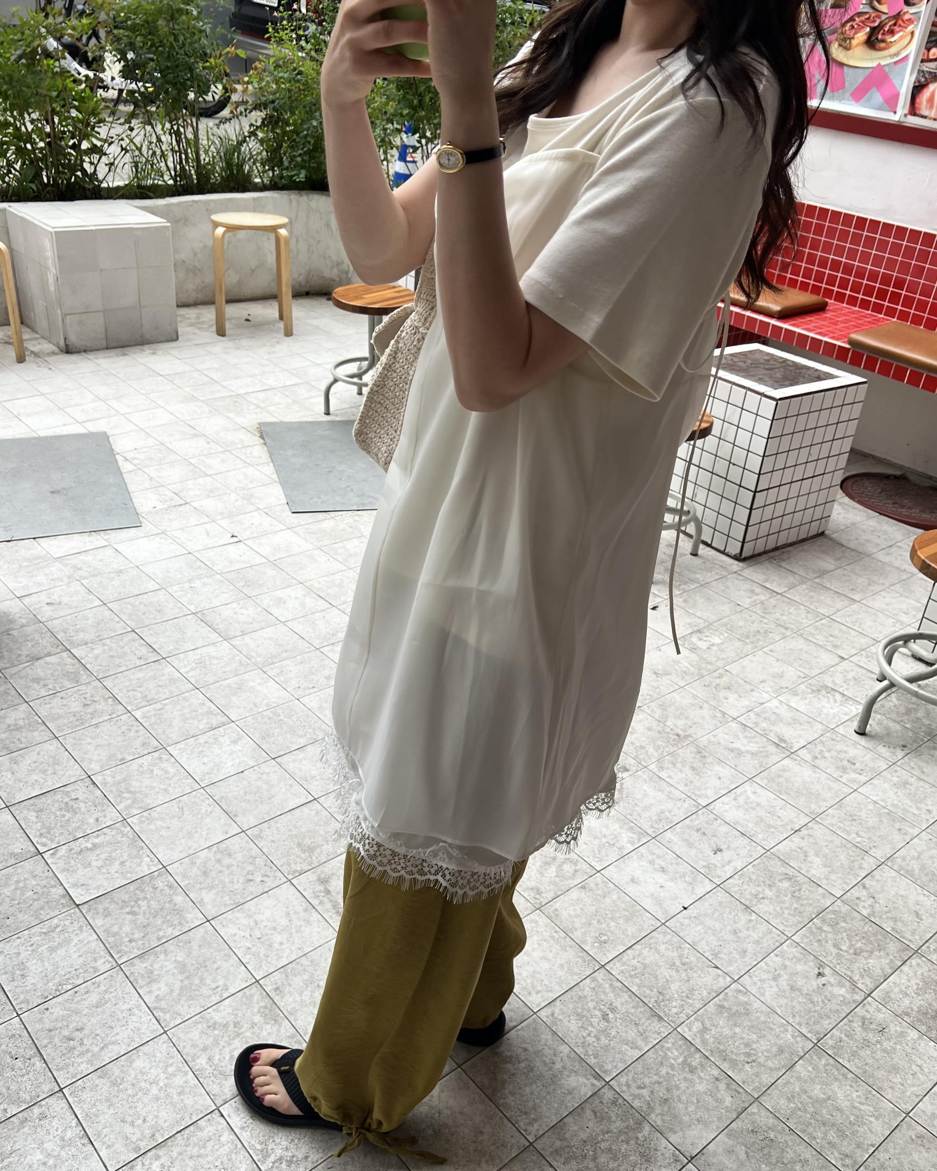 sheer layered dress (cream/dusty pink)