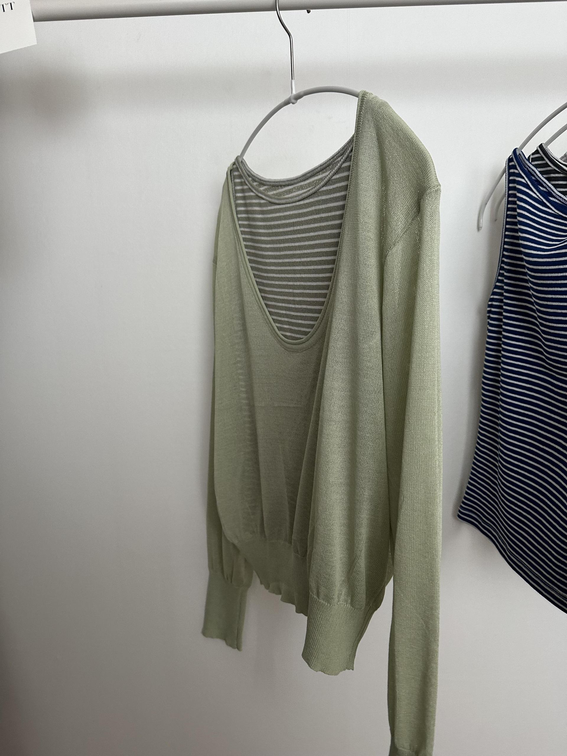 salt stripe sleeveless (blue/charcoal/pale grey/pale khaki)