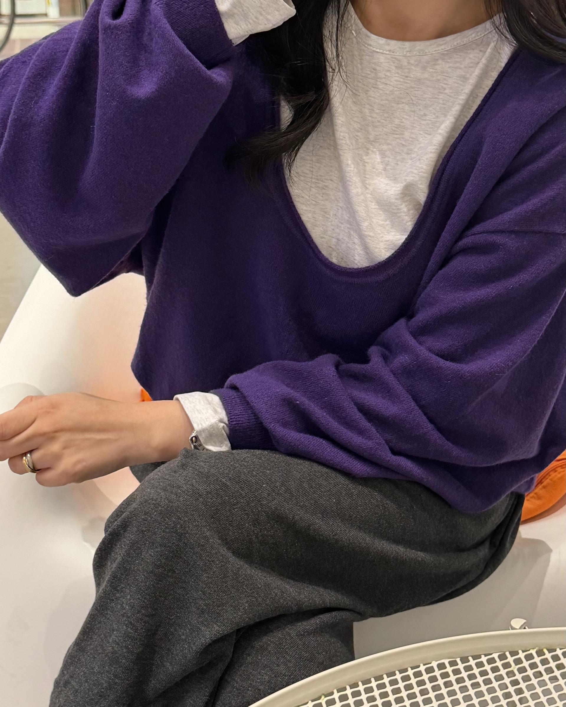 fuego u-neck knit (purple/charcoal/blue)