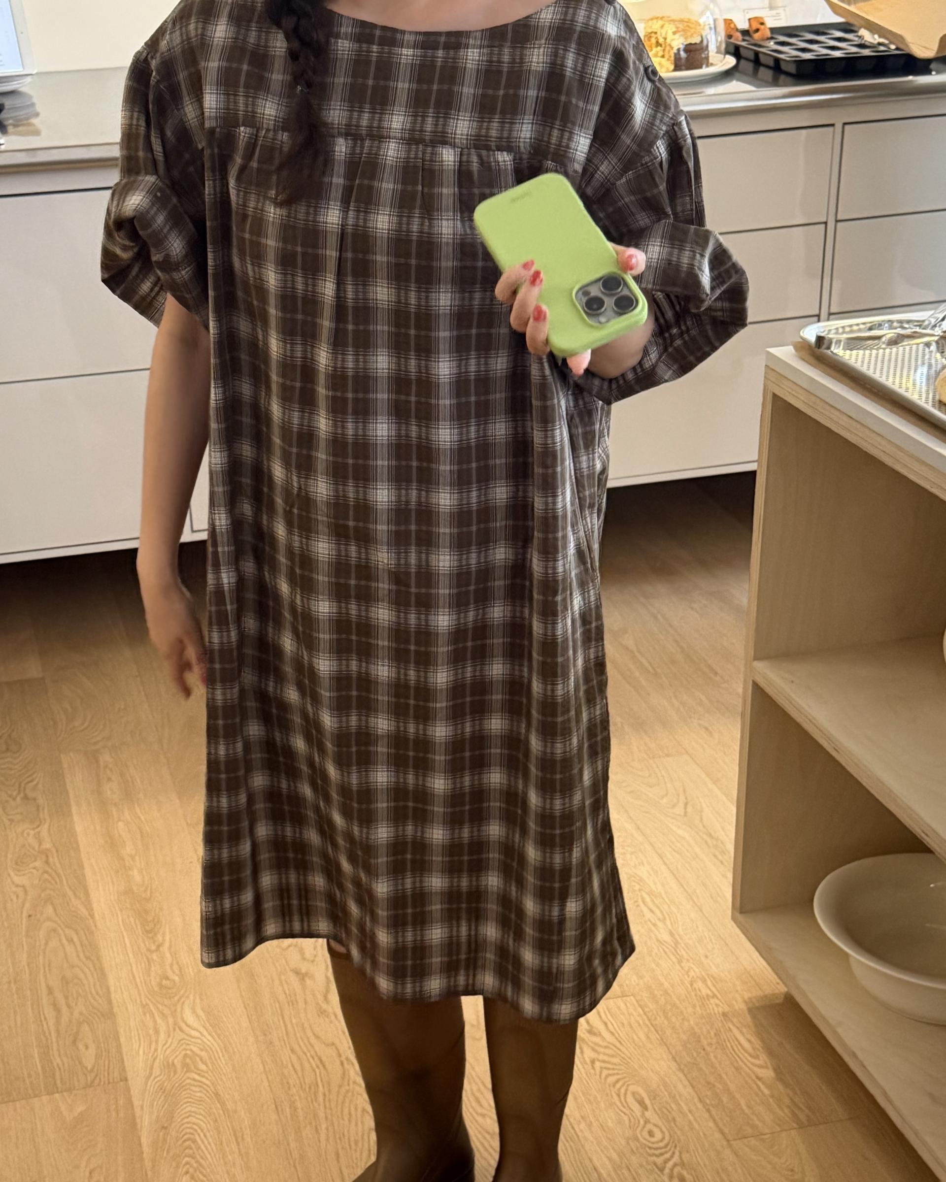 brioche check dress (mocha)