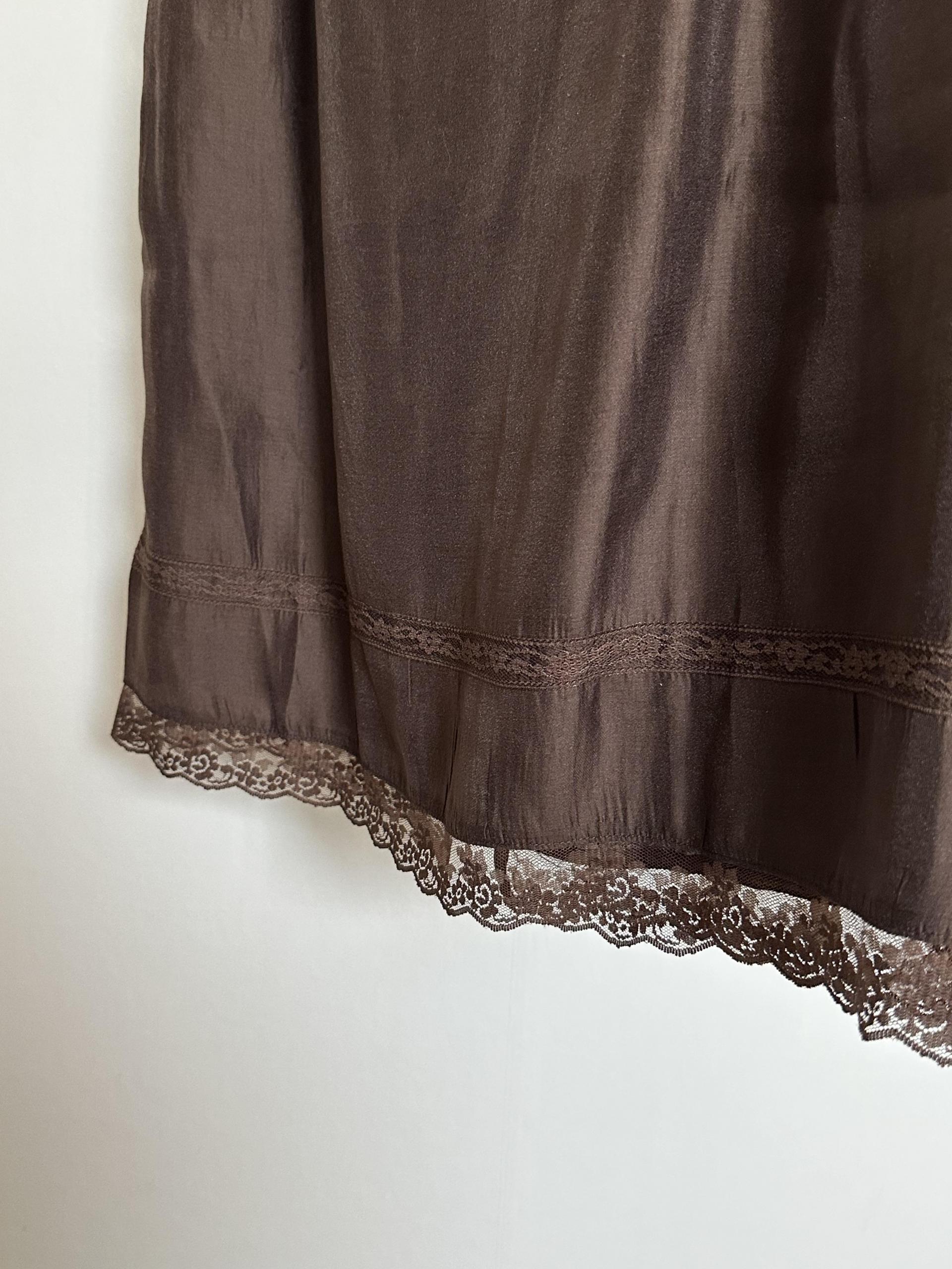 silk lace skirt (mint/brown)