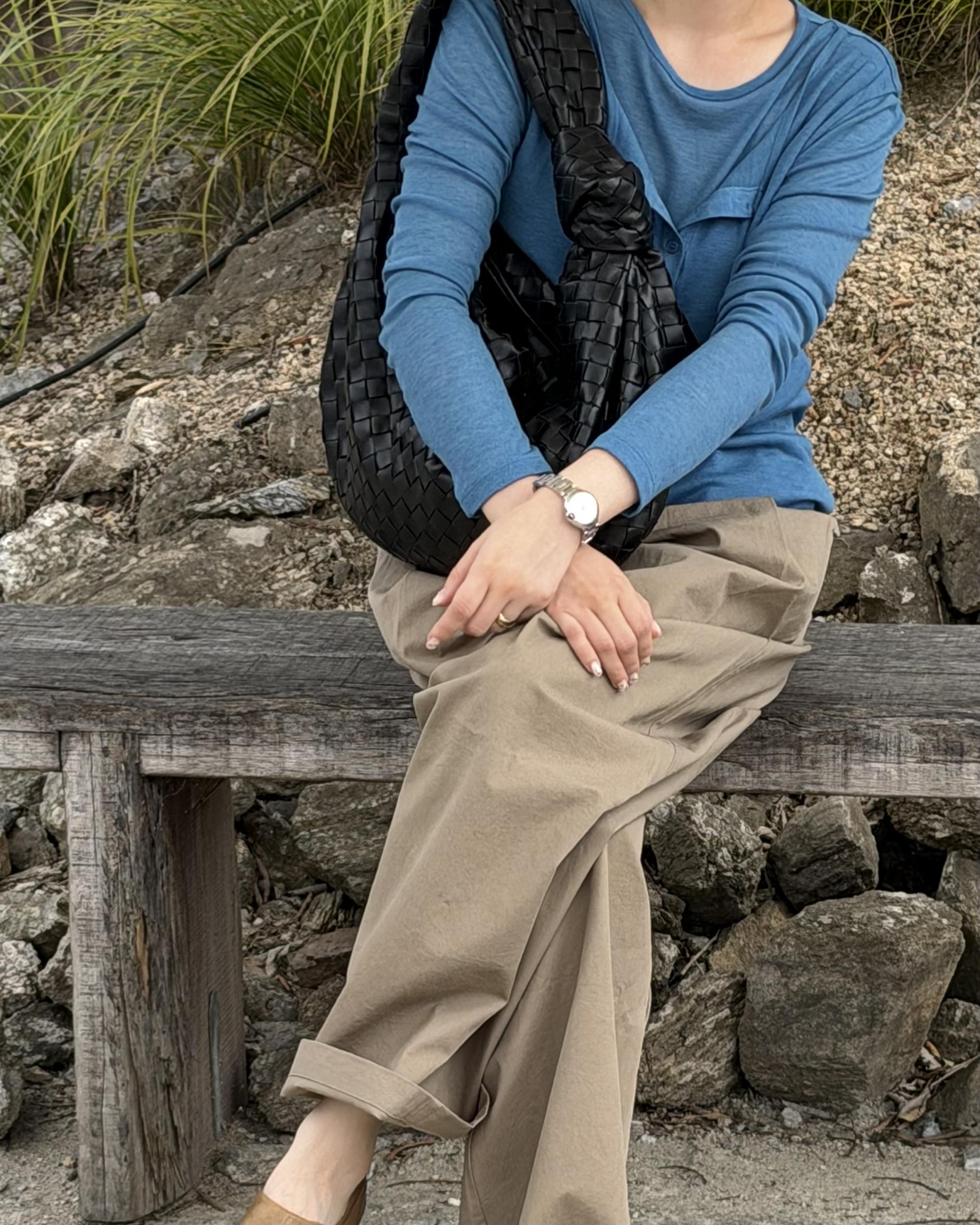 cotton pintuck pants (navy/cream/khaki)