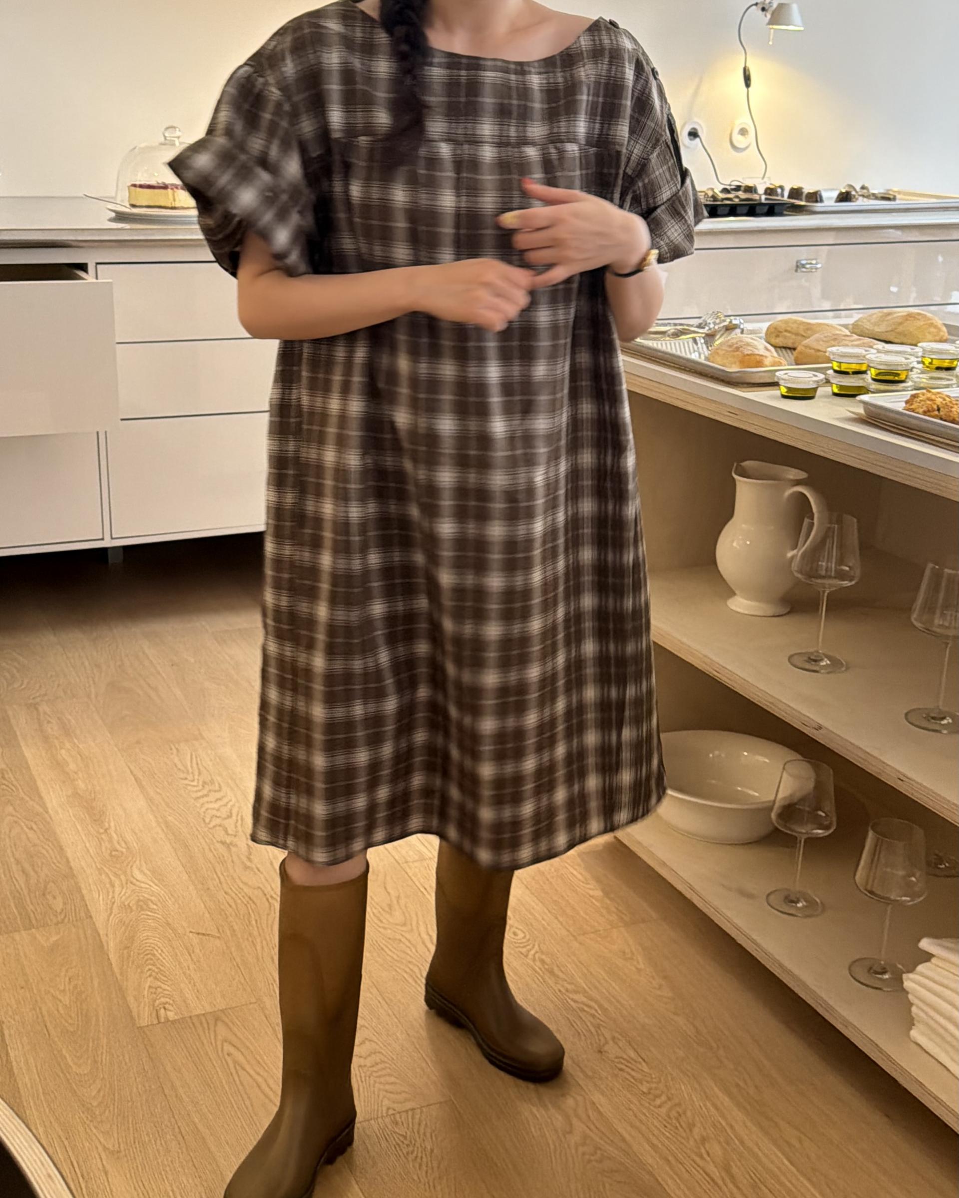 brioche check dress (mocha)