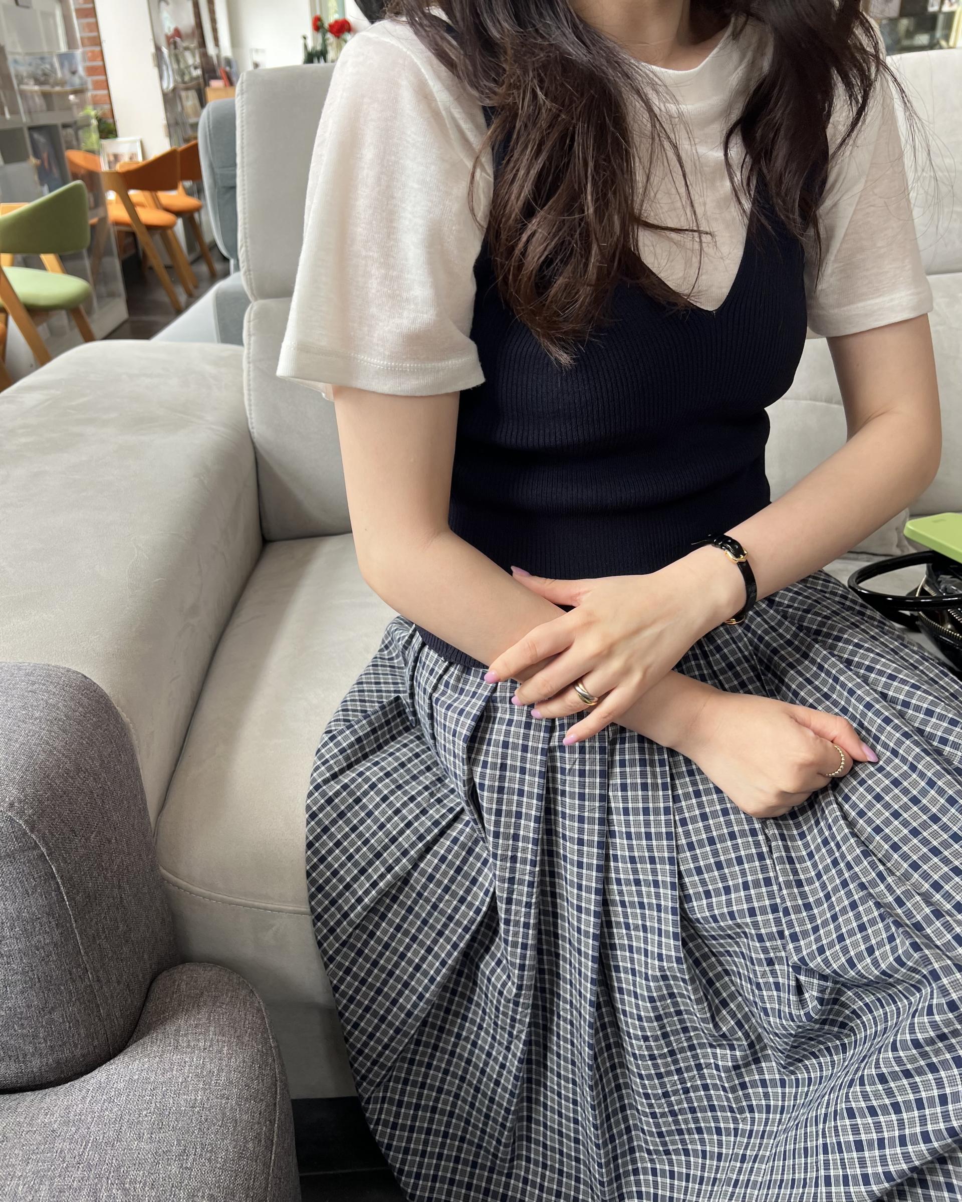 madeleine pleats skirt (check/cream)