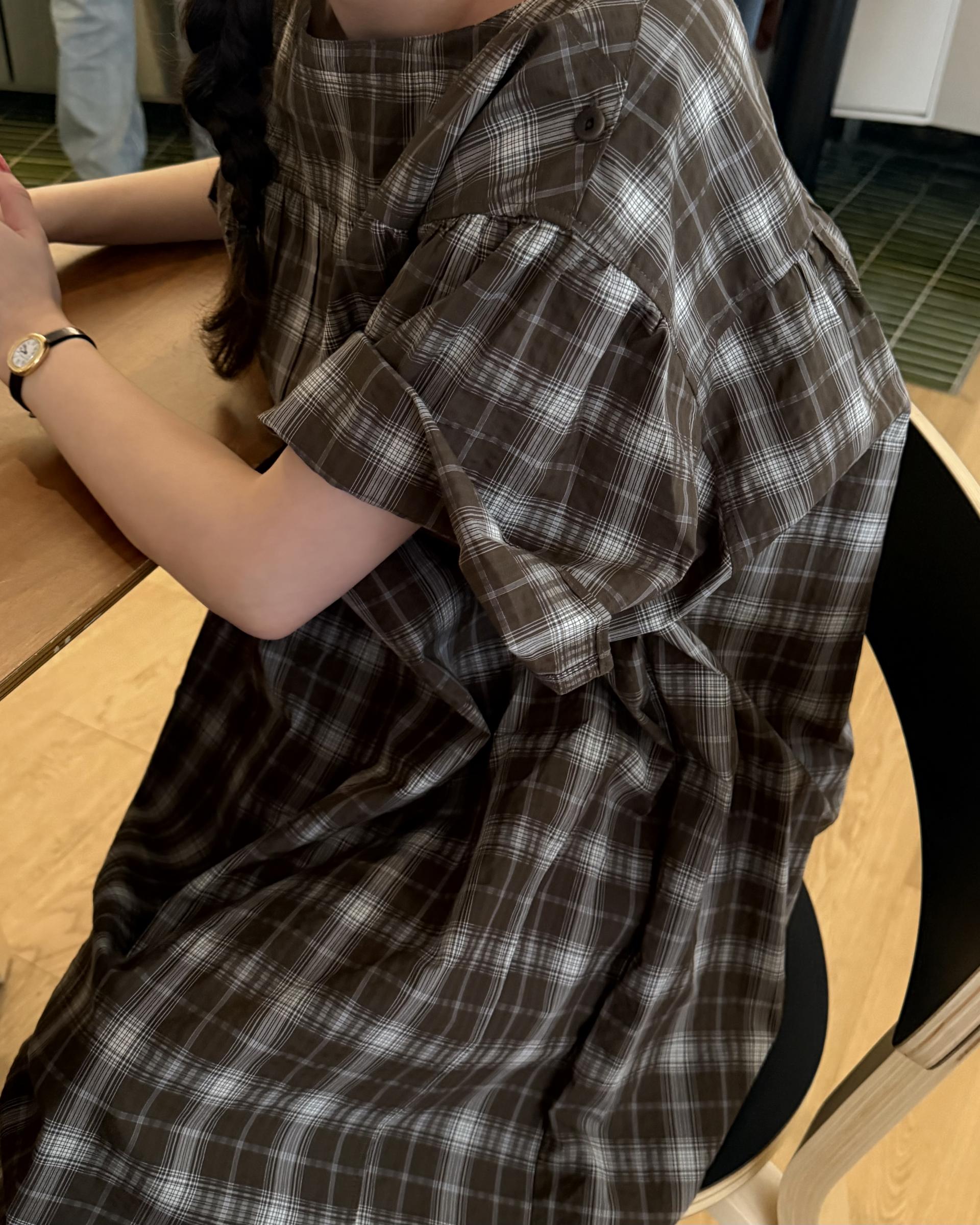 brioche check dress (mocha)