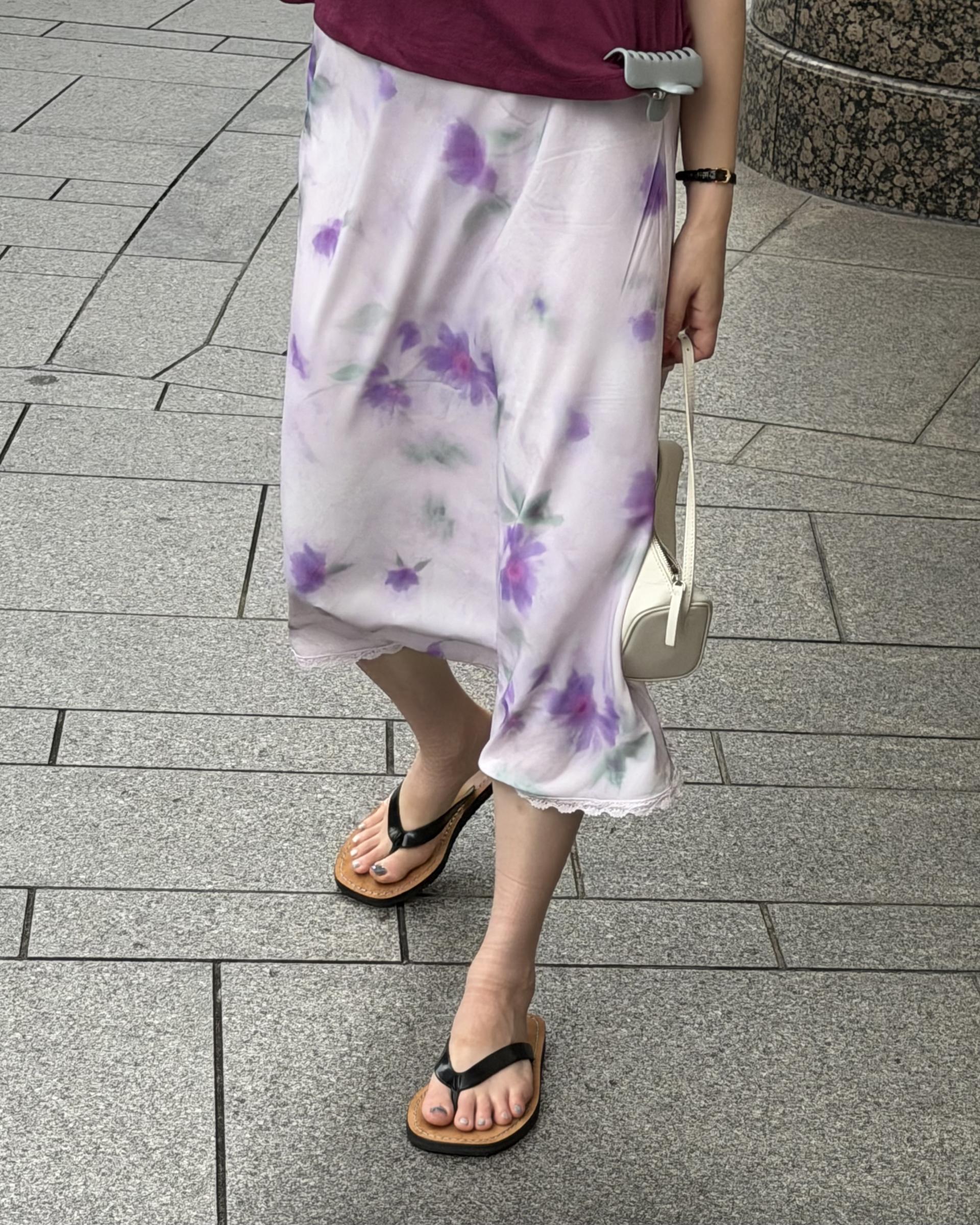 palette lace skirt (grey/purple)