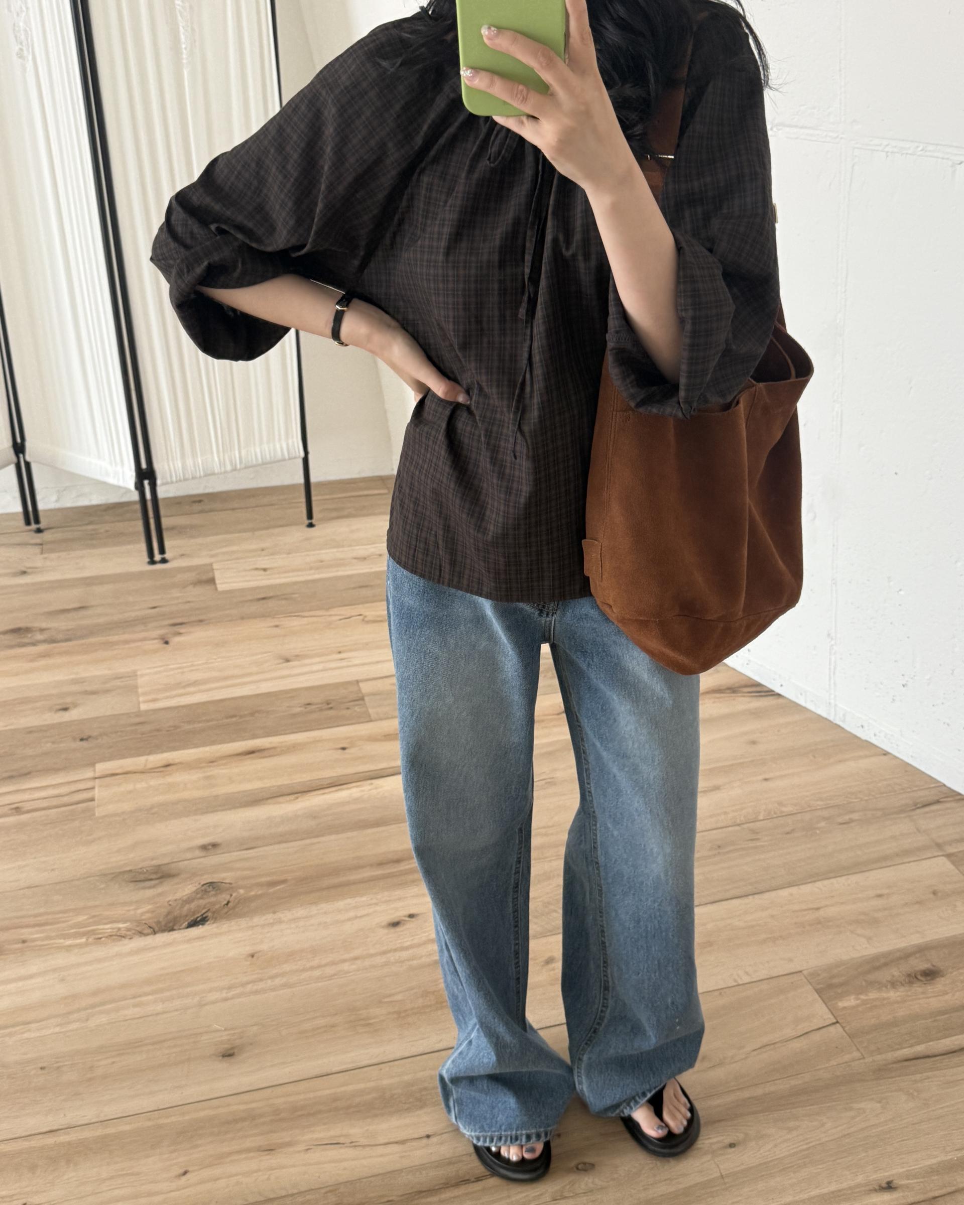 aman check blouse (brown)