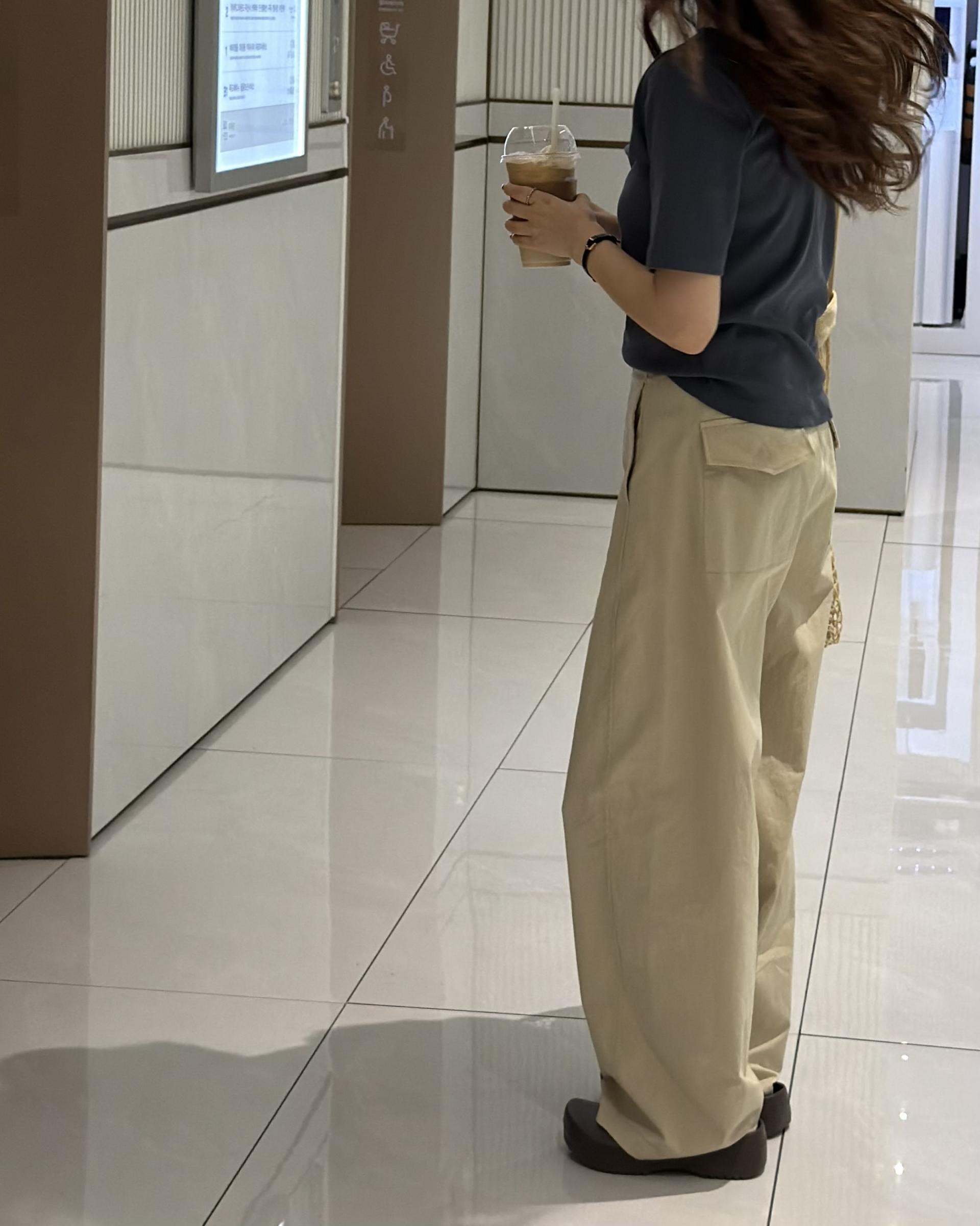 sand cotton pants (milk beige)
