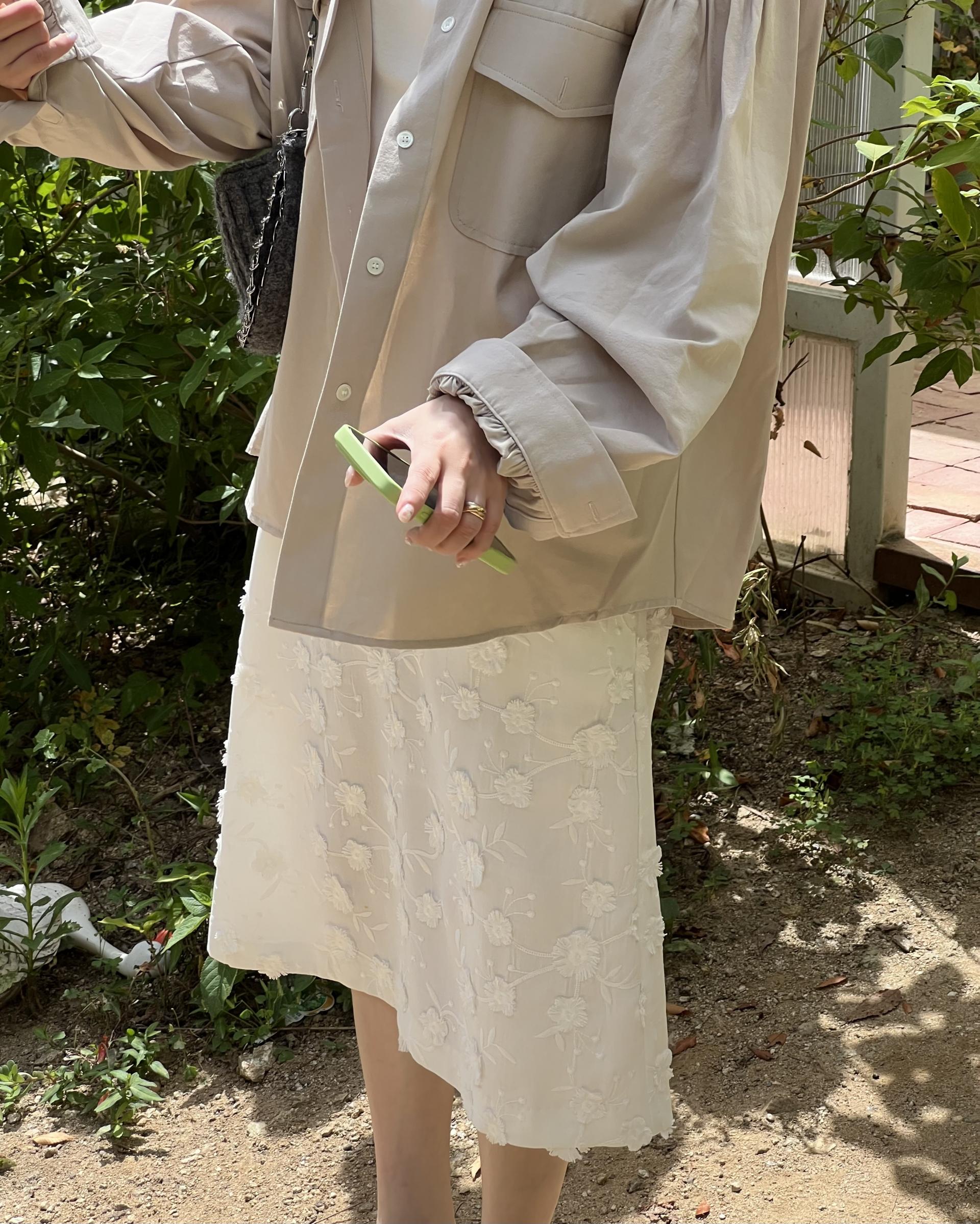 magnet shirring blouse (cream/beige)