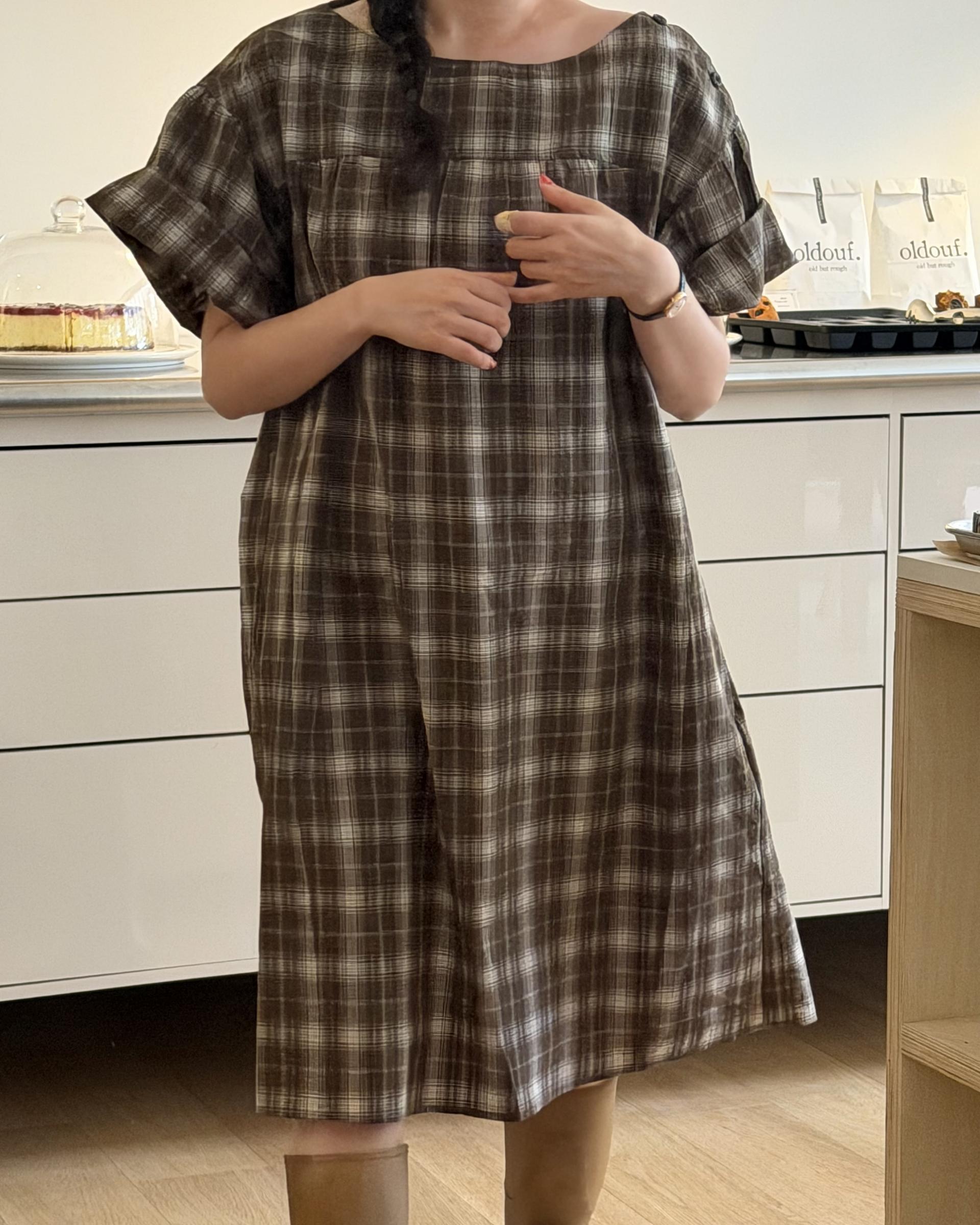 brioche check dress (mocha)