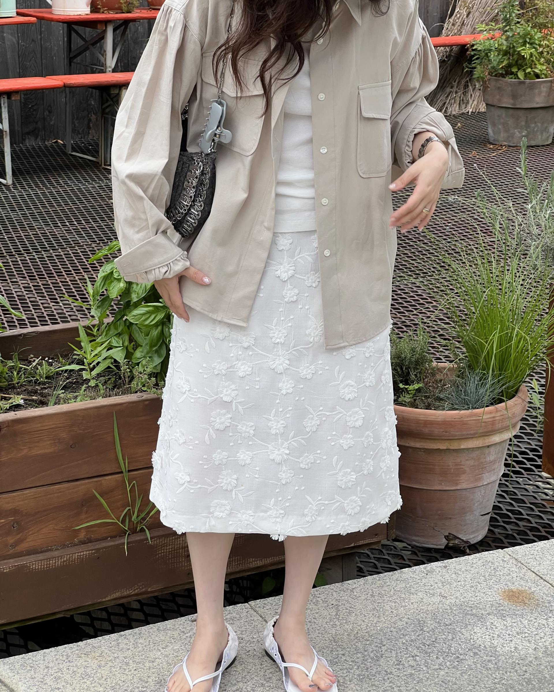 magnet shirring blouse (cream/beige)